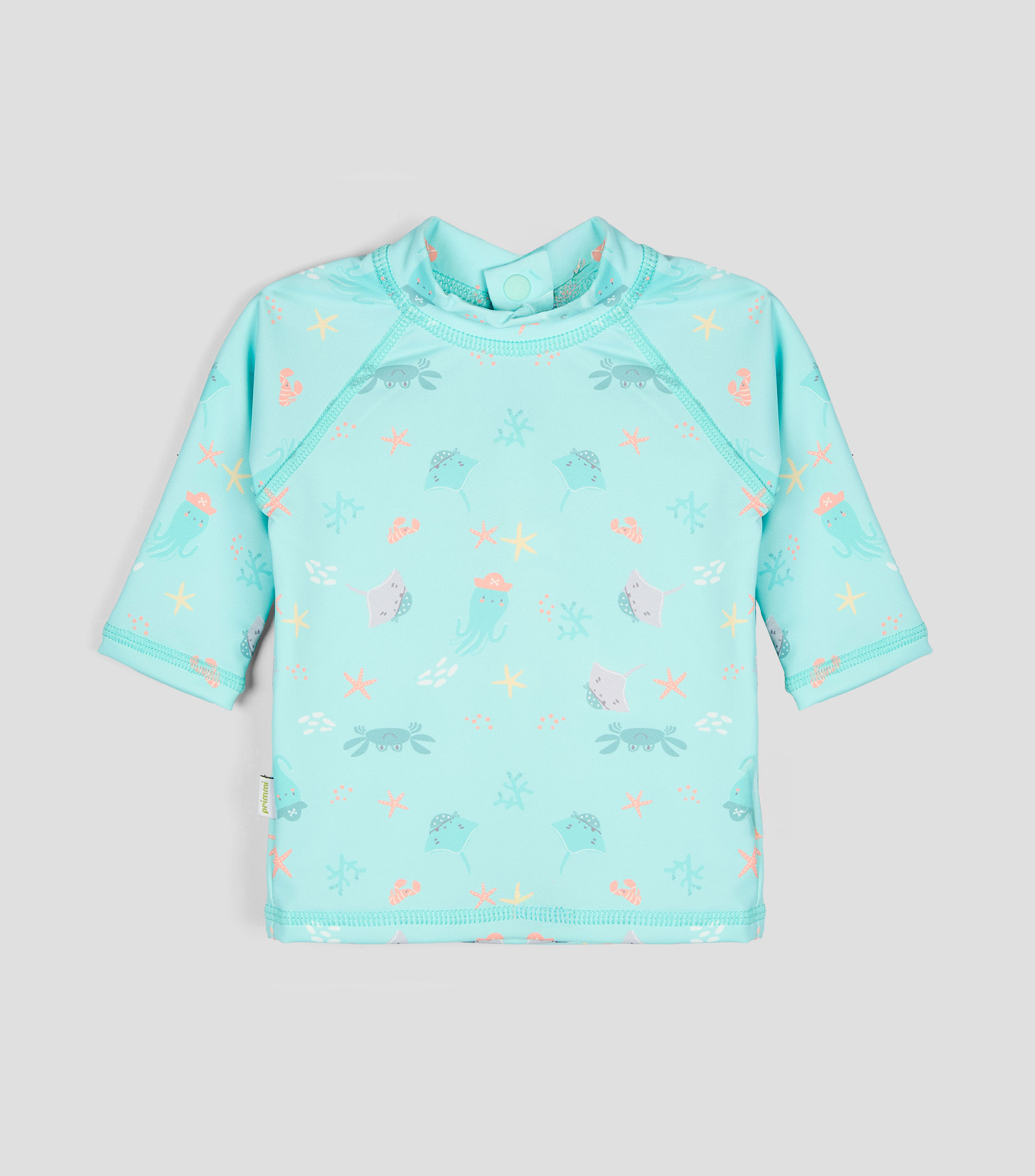 Playera traje de baño de cuello redondo y manga larga estampada Bebé