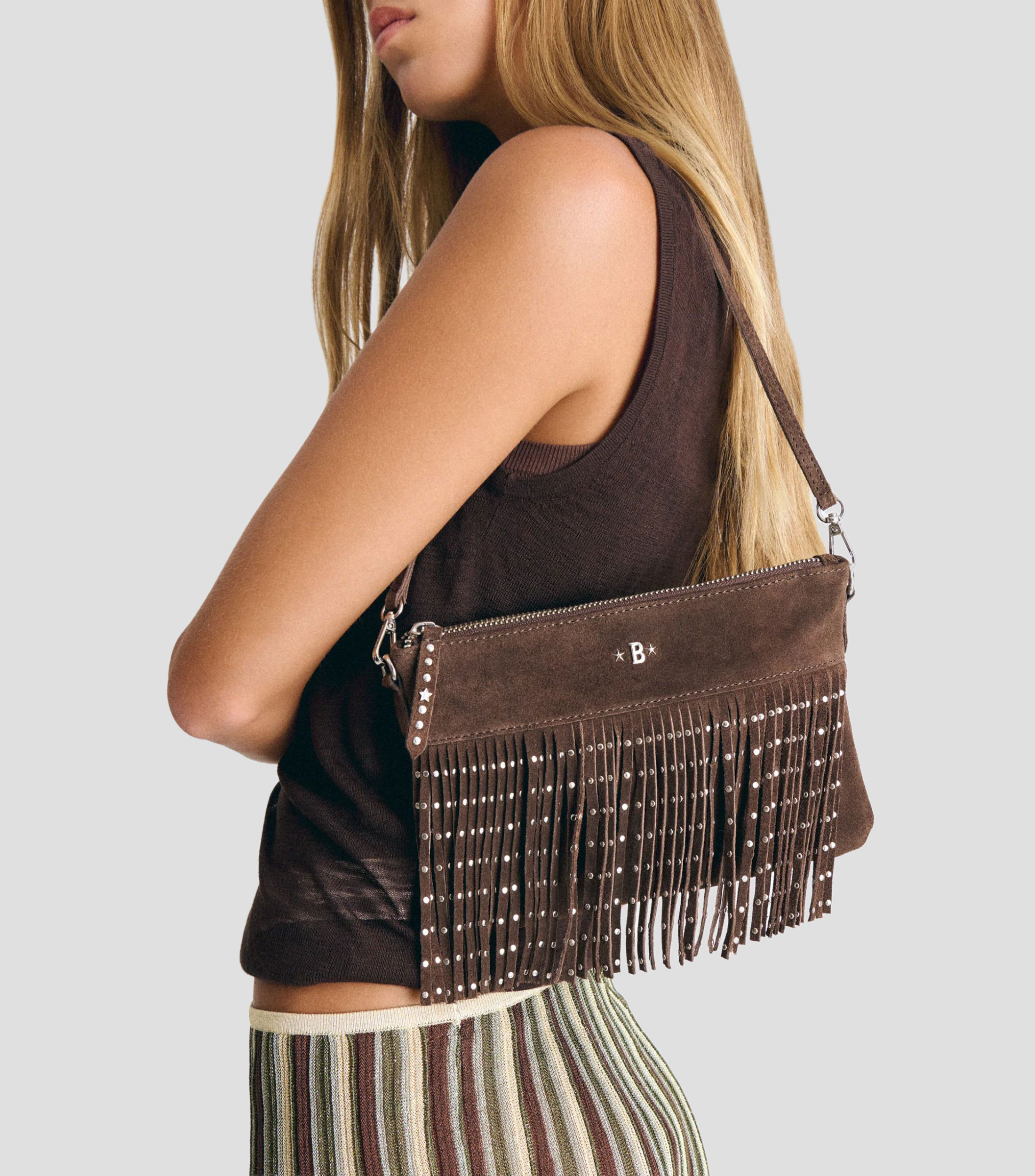 Bolsa Shoulder en piel liso Mujer