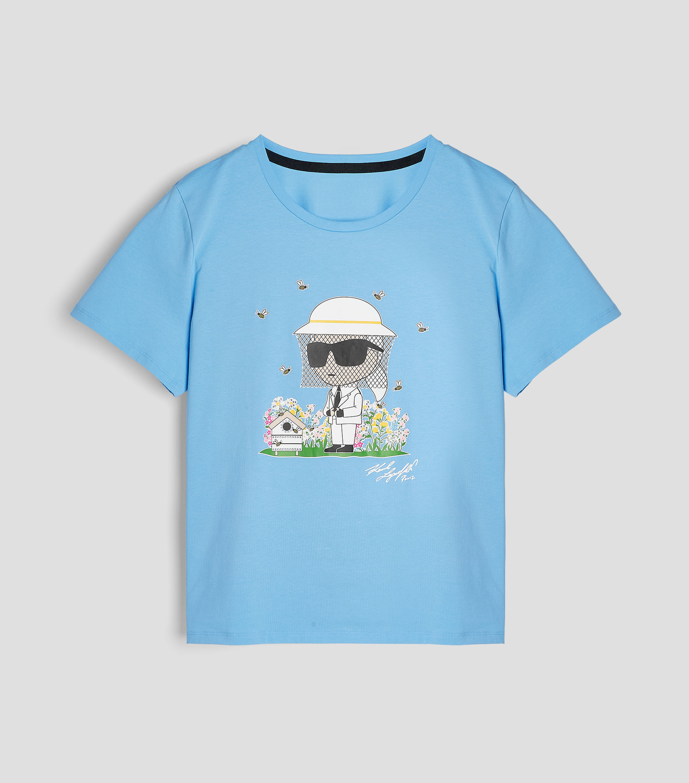 Playera de cuello redondo con manga corta estampada Mujer