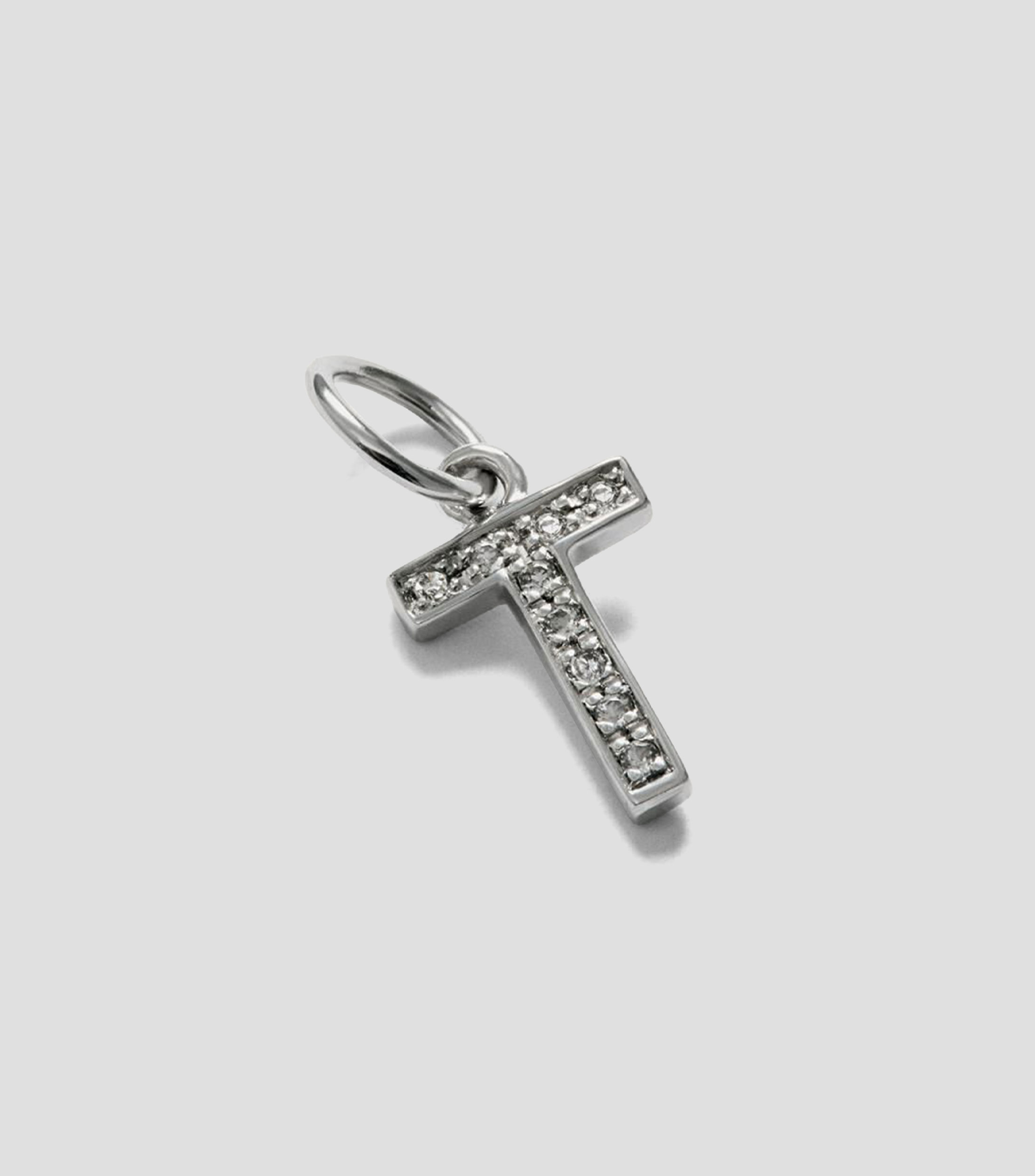 Charm en plata 925 y topacios blancos inicial T Mujer