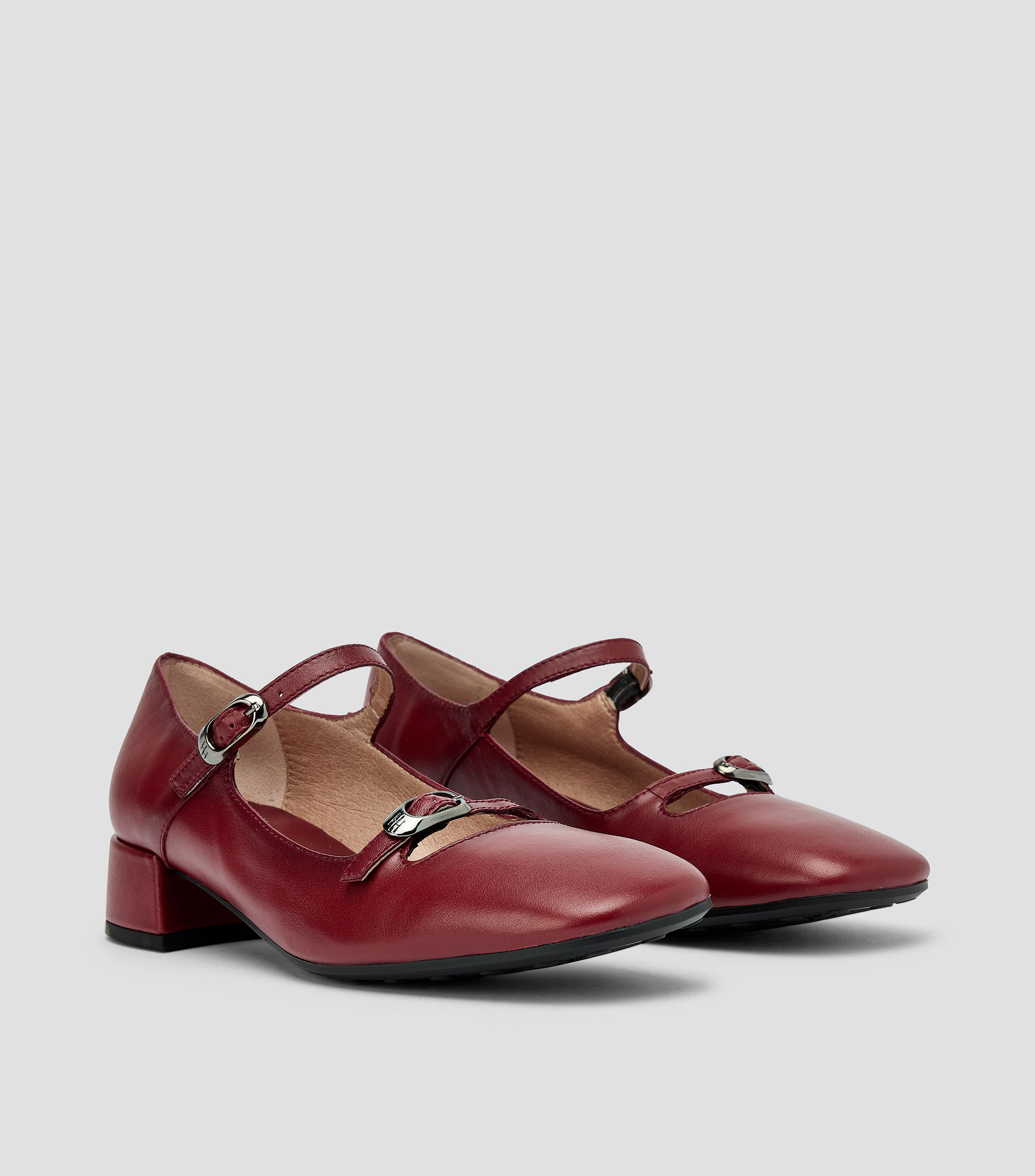 Zapatos casuales Mary jane Oporto tacón bajo ancho en piel Mujer