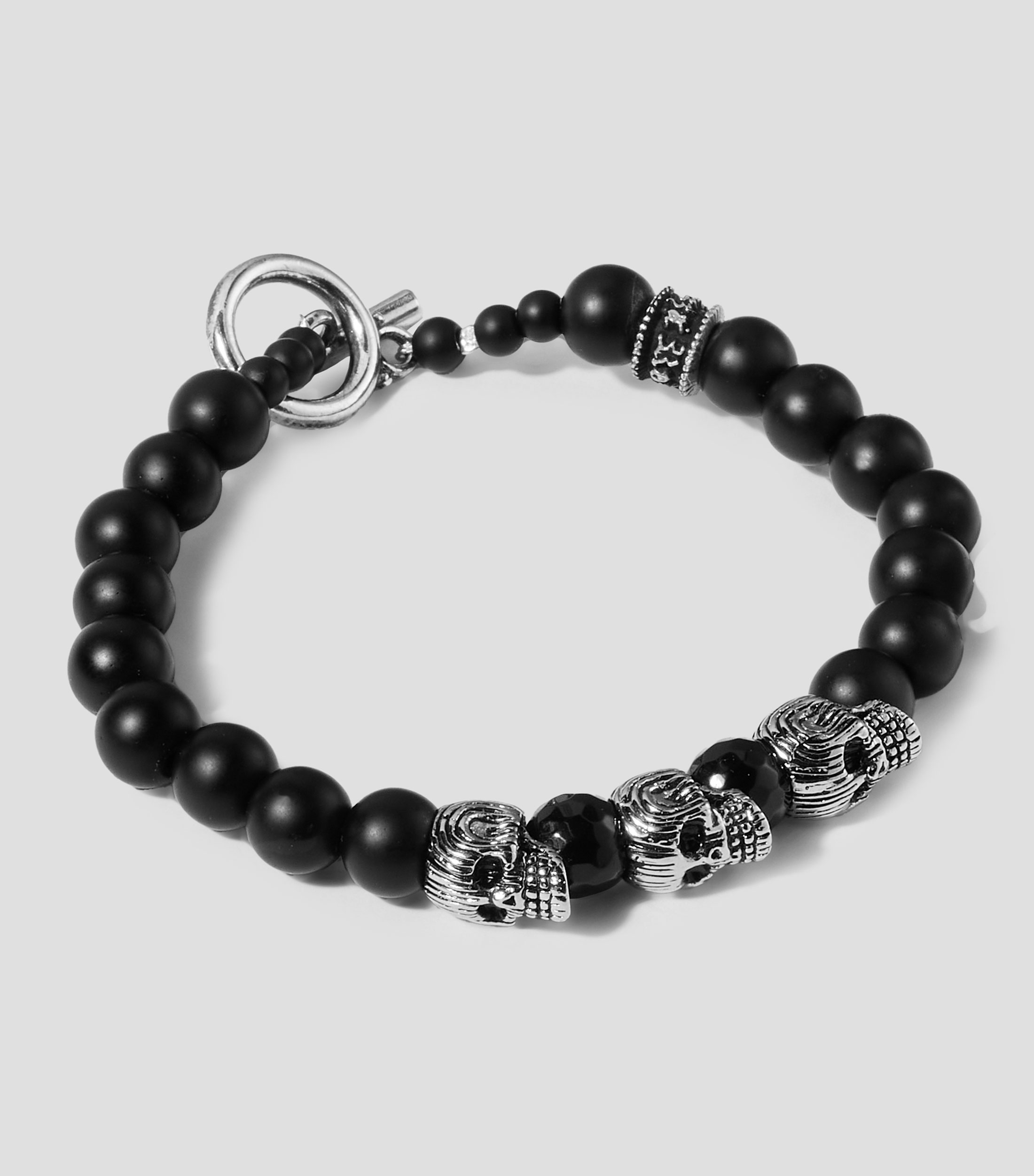 Pulsera con 3 craneos con Rayas Hombre