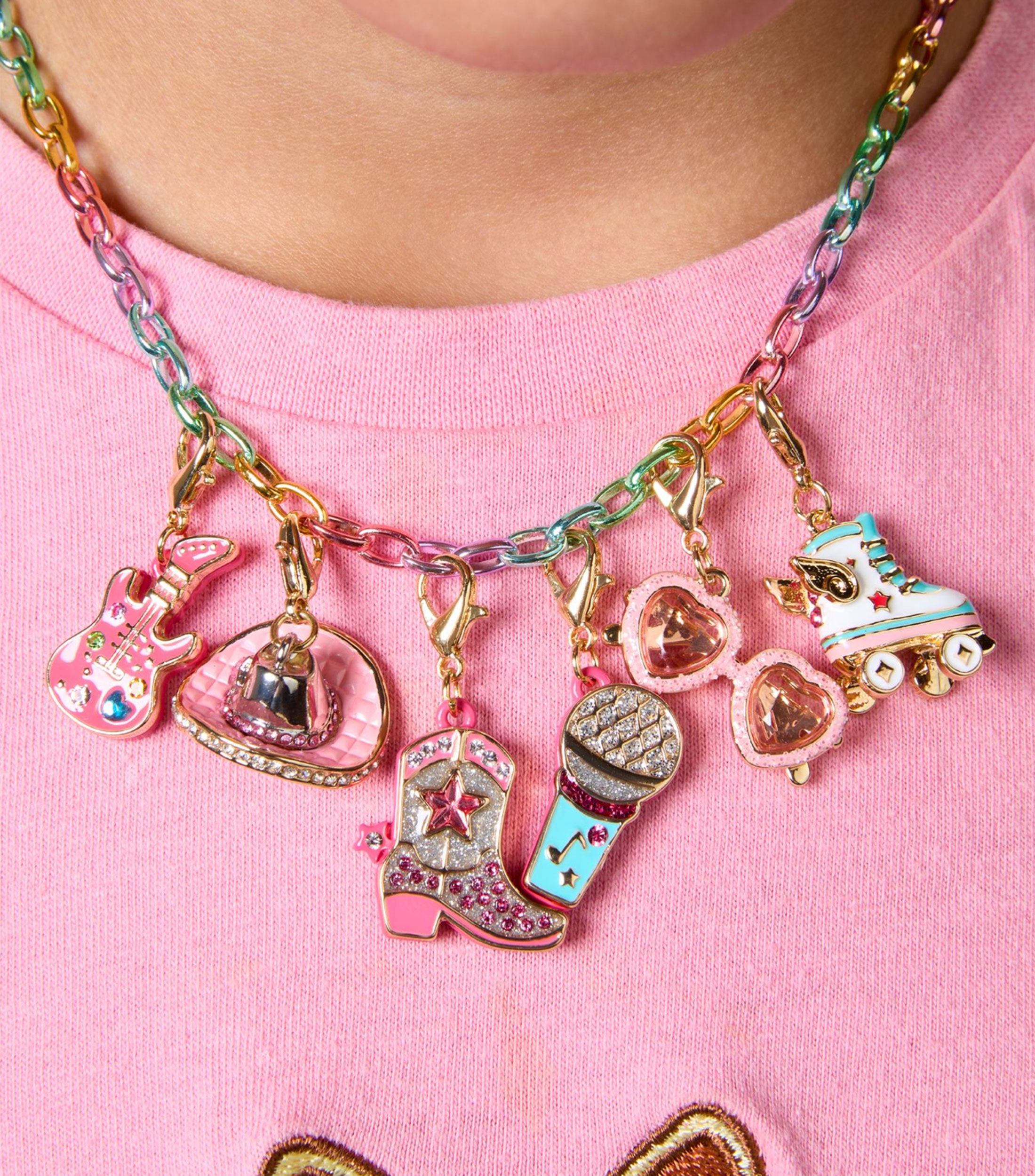 Charm Bare Necklace-Rainbow