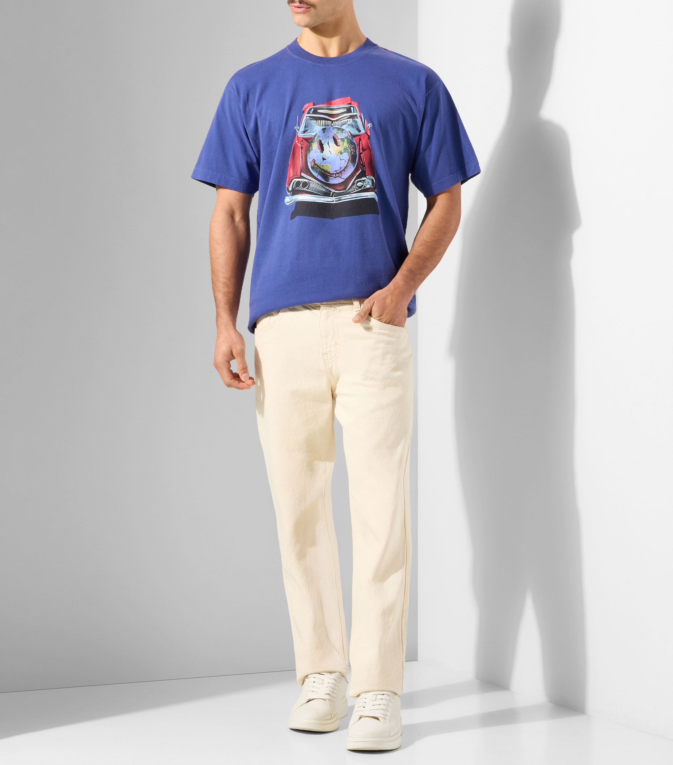 Playera cuello redondo manga corta con estampado Hombre