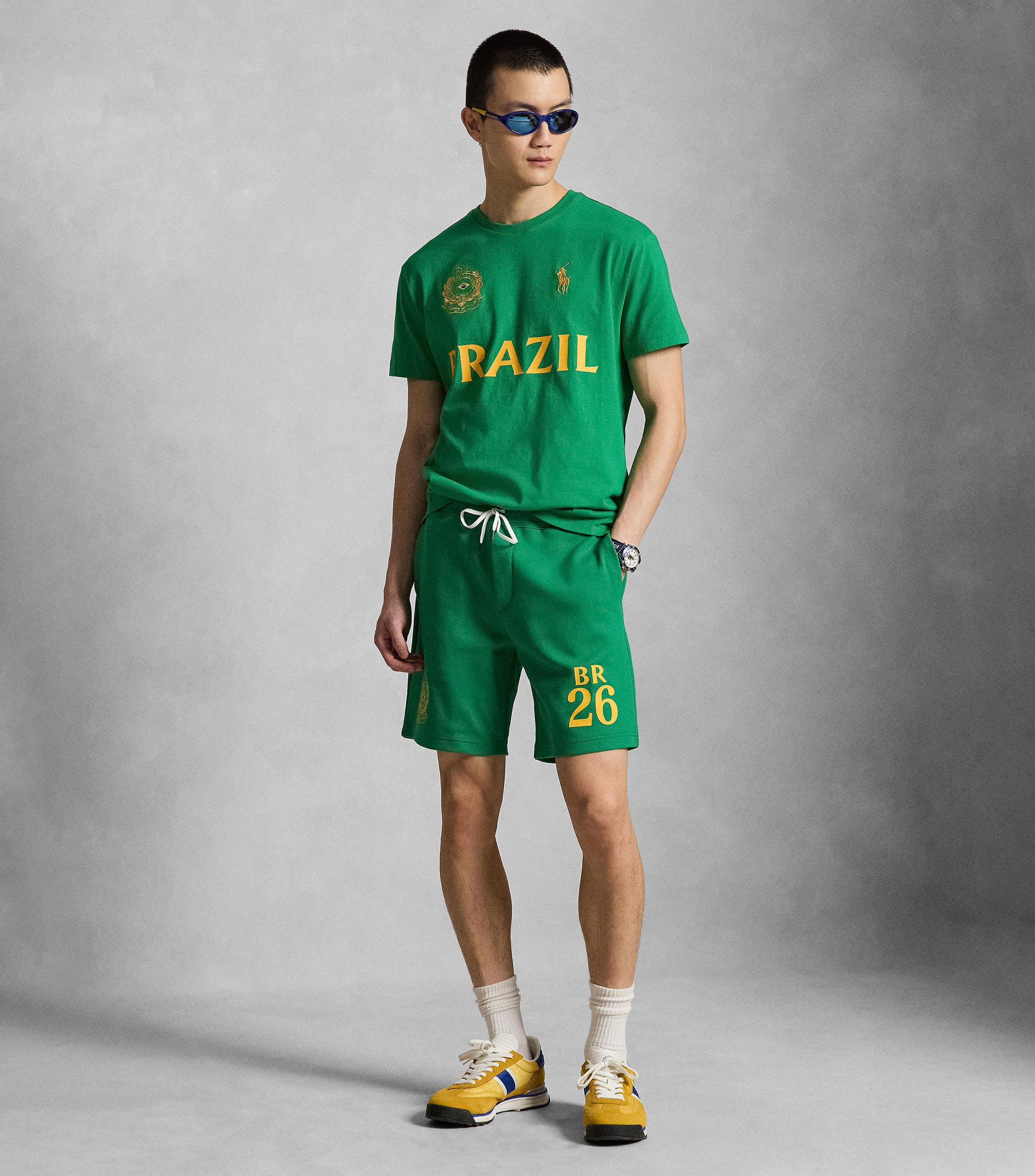 Playera de cuello redondo con manga corta estampada Hombre