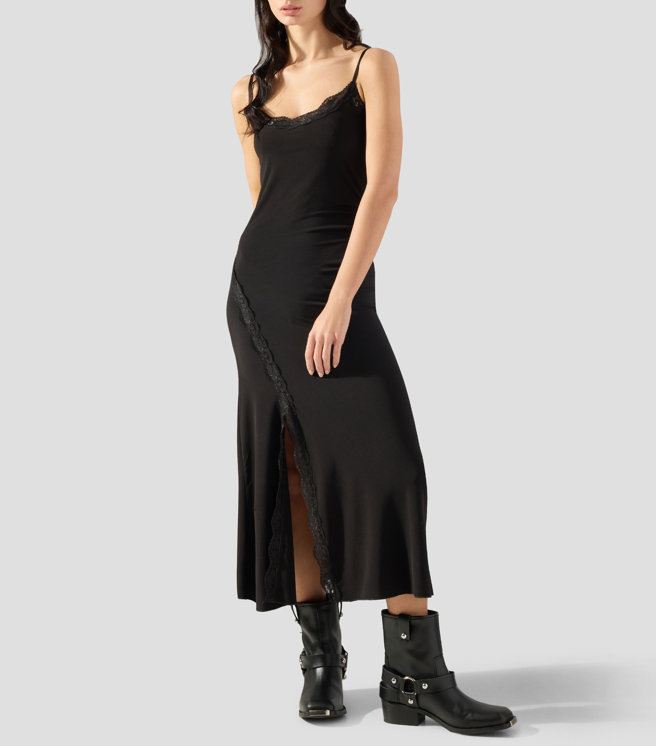 Vestido midi liso Mujer