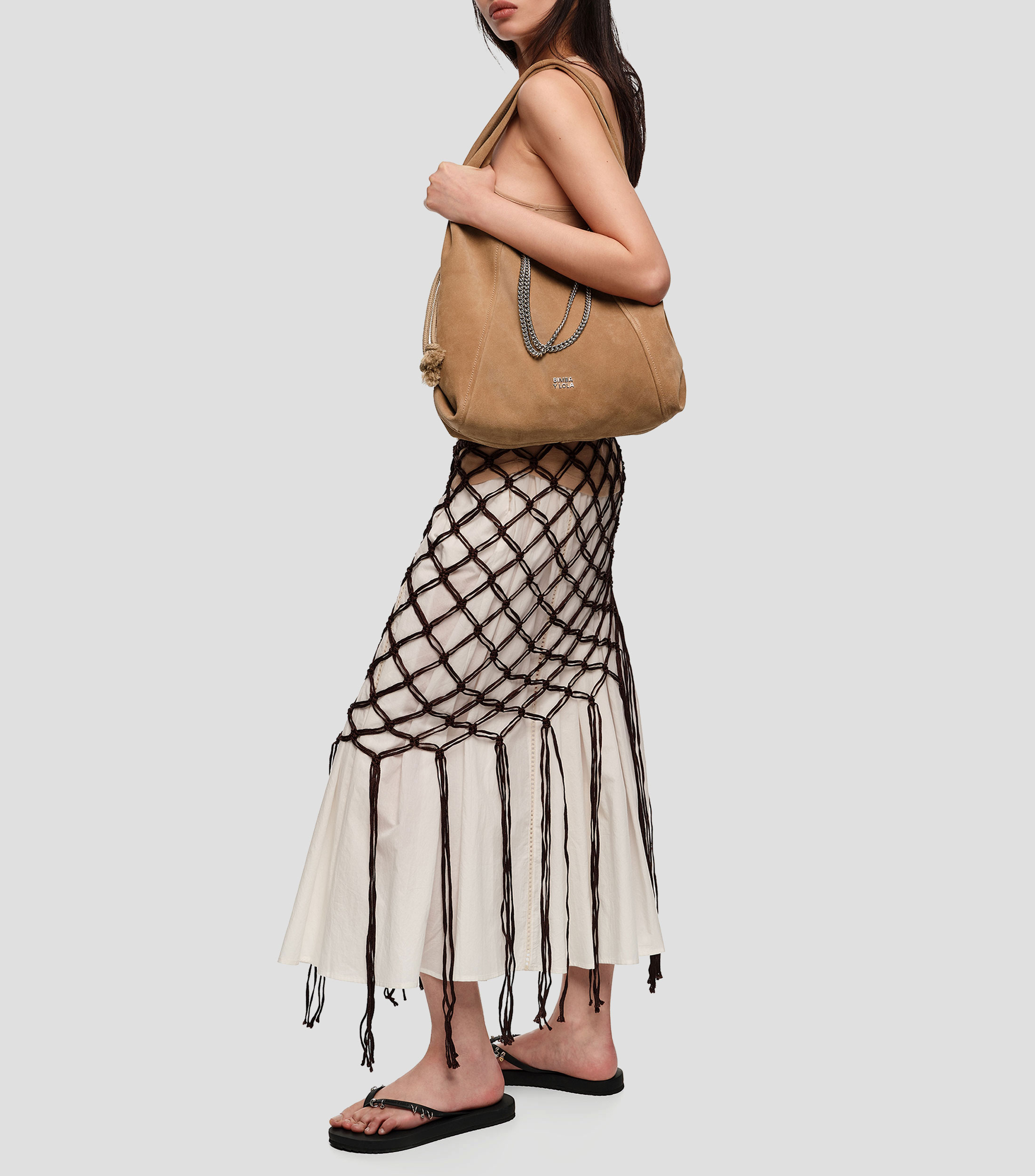 Bolsa shoulder grande serraje natural Mujer