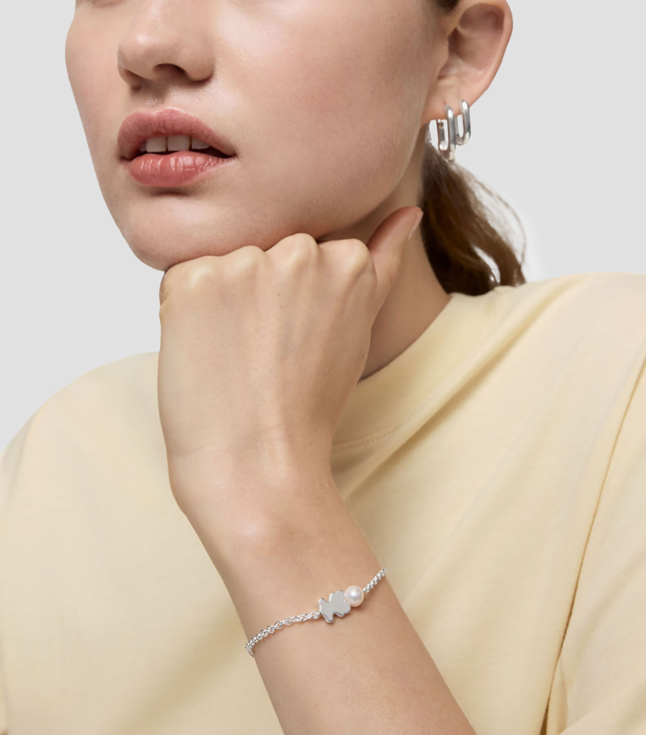 Pulsera en plata con motivo de oso Mujer