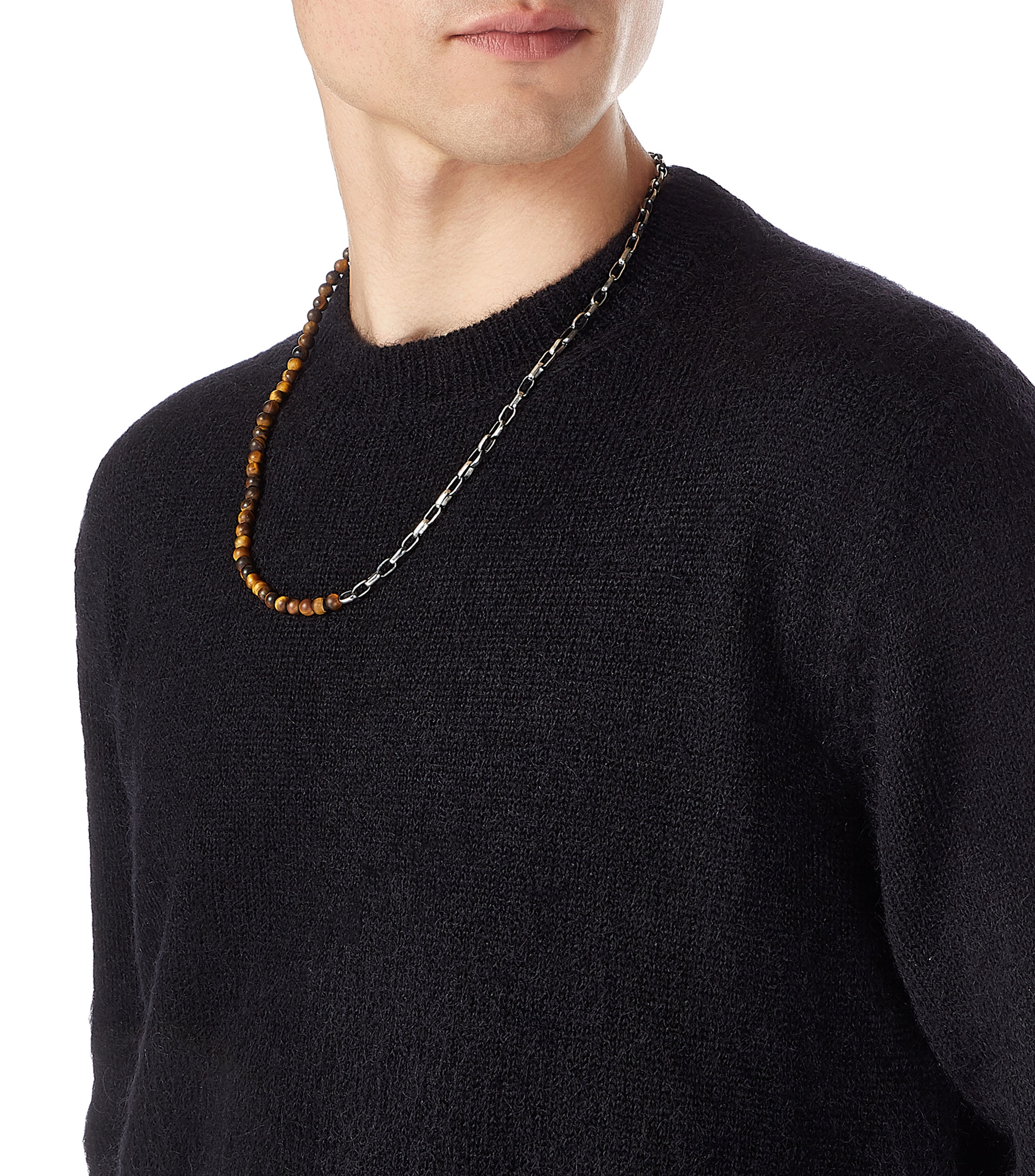 Collar Tiger Eye Matte & Silver en plata Hombre