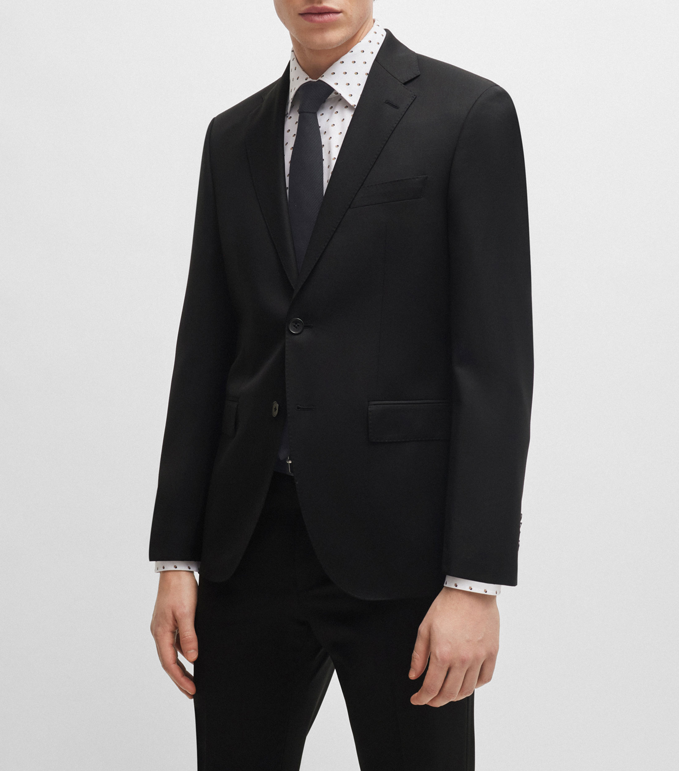 Saco regular fit en sarga de lana virgen Hombre