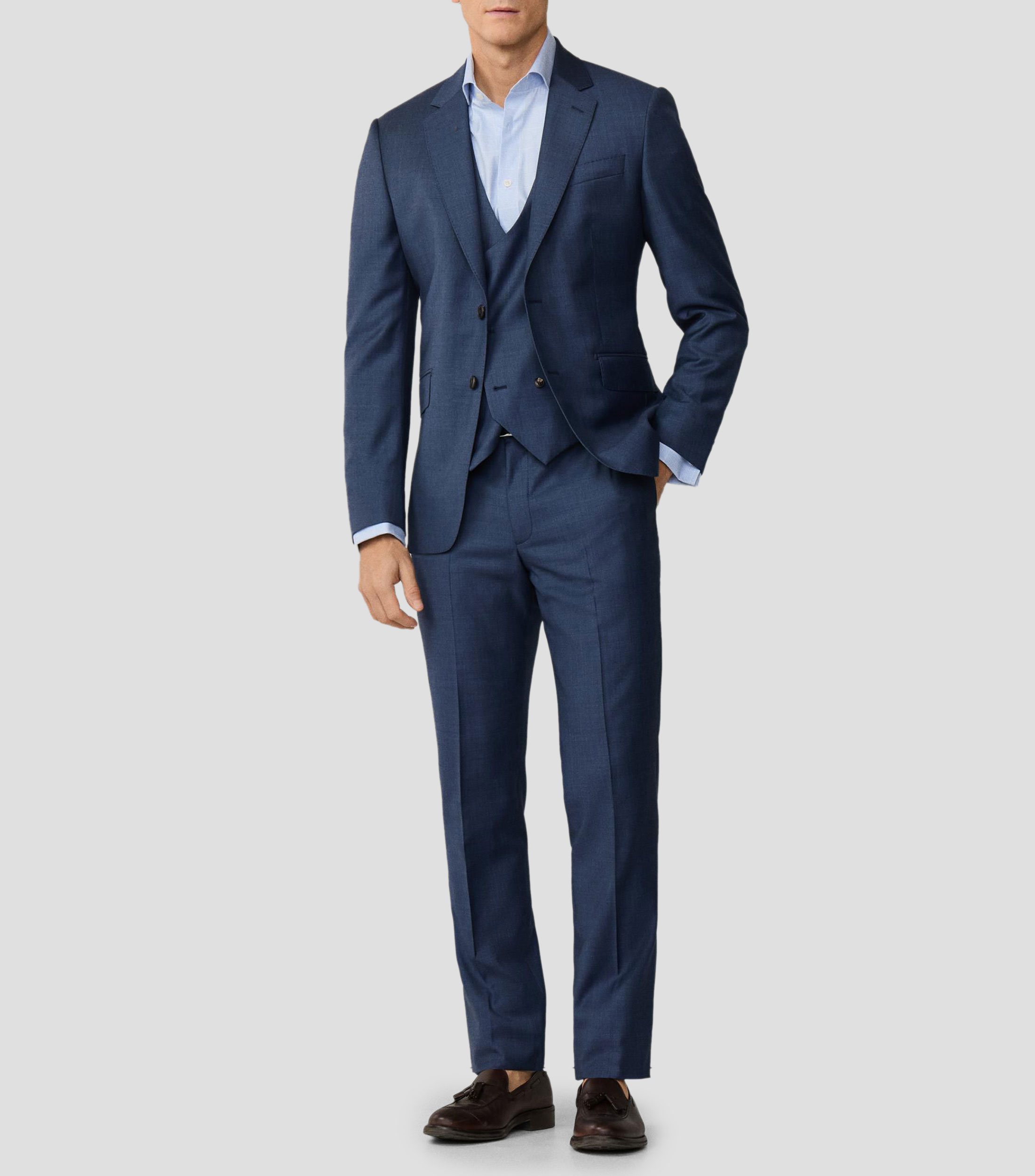 Traje de lana corte regular liso Hombre