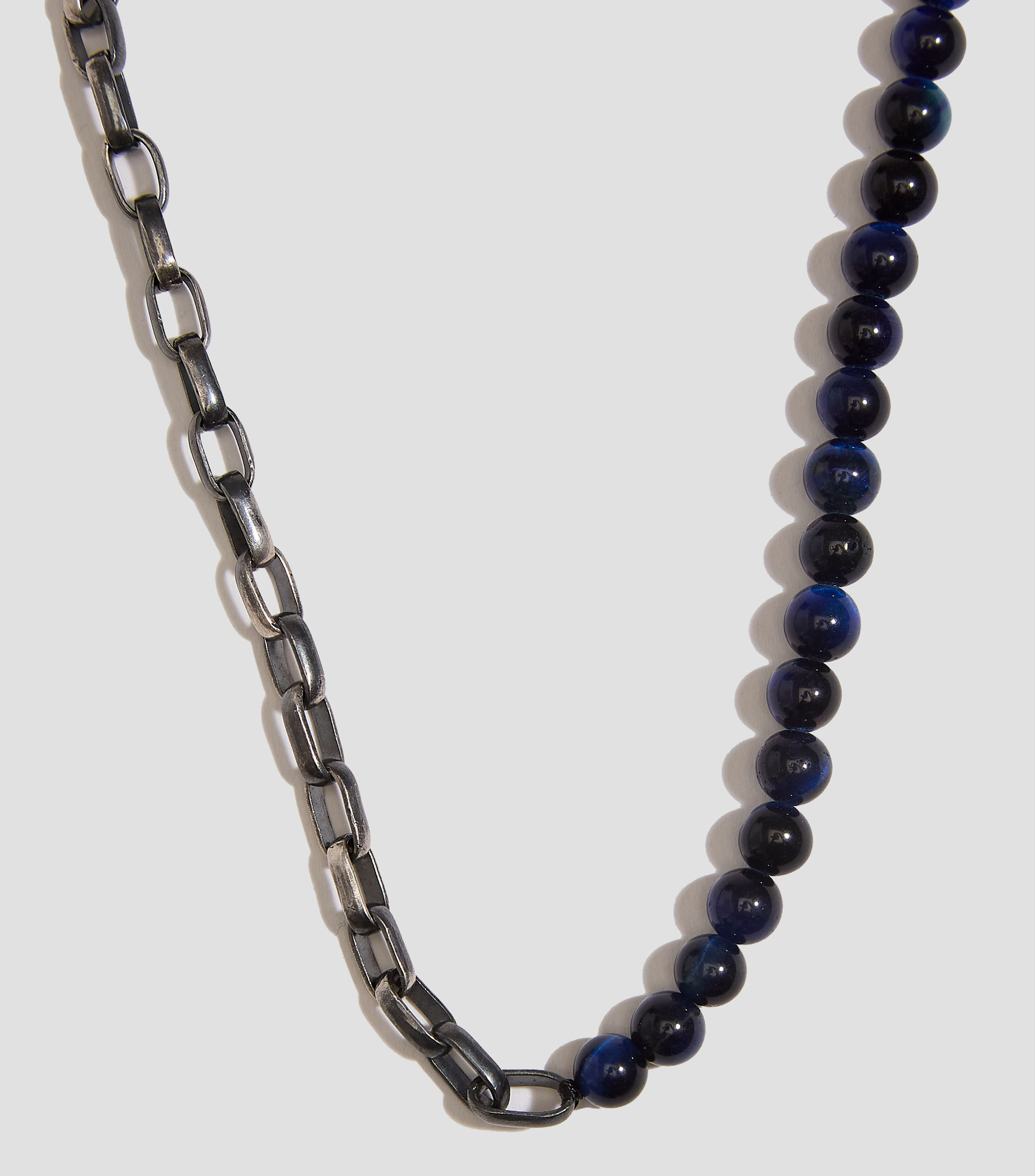 Collar Blue Tiger Eye Silver Hombre