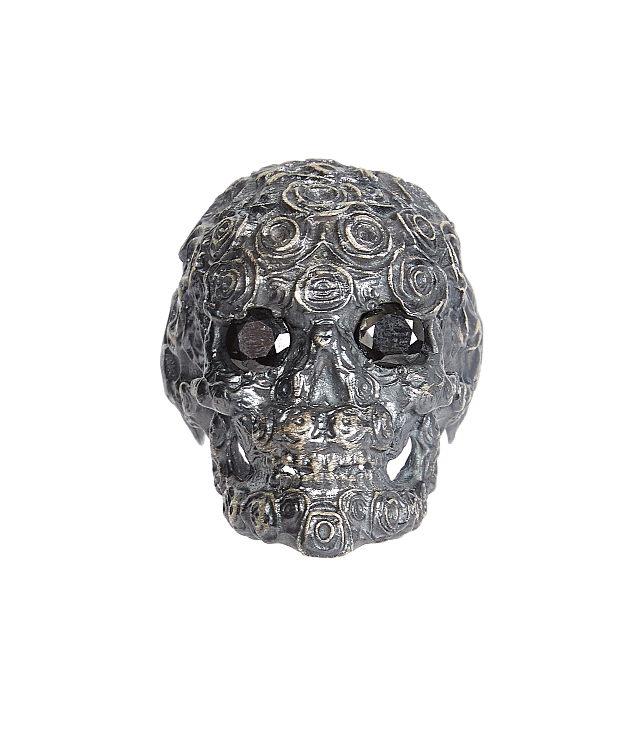 Anillo en plata .925 Rose Skull con onix Talla 18 Unisex