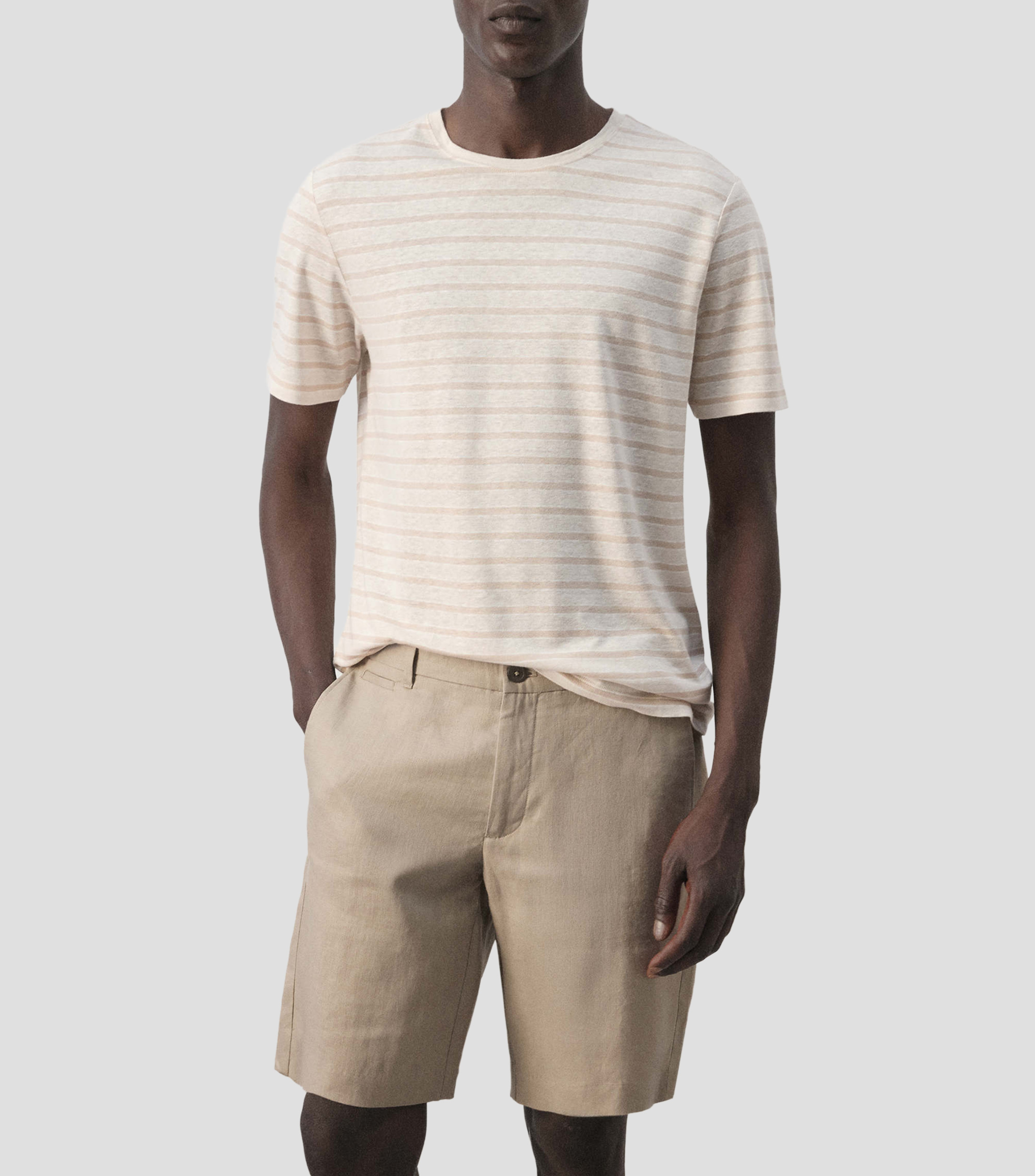Playera cuello redondo manga corta con líneas Hombre