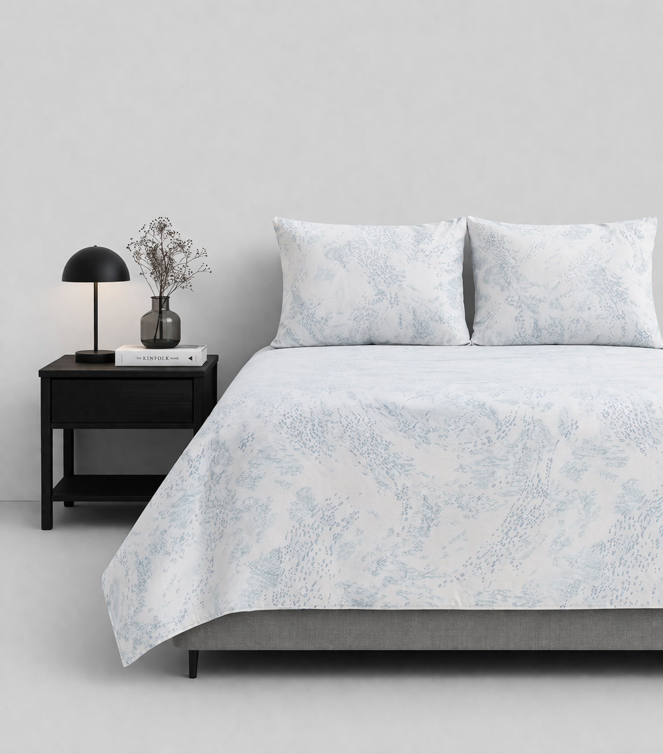 Funda para duvet Matrimonial/Queen Size en algodón Écumes azul
