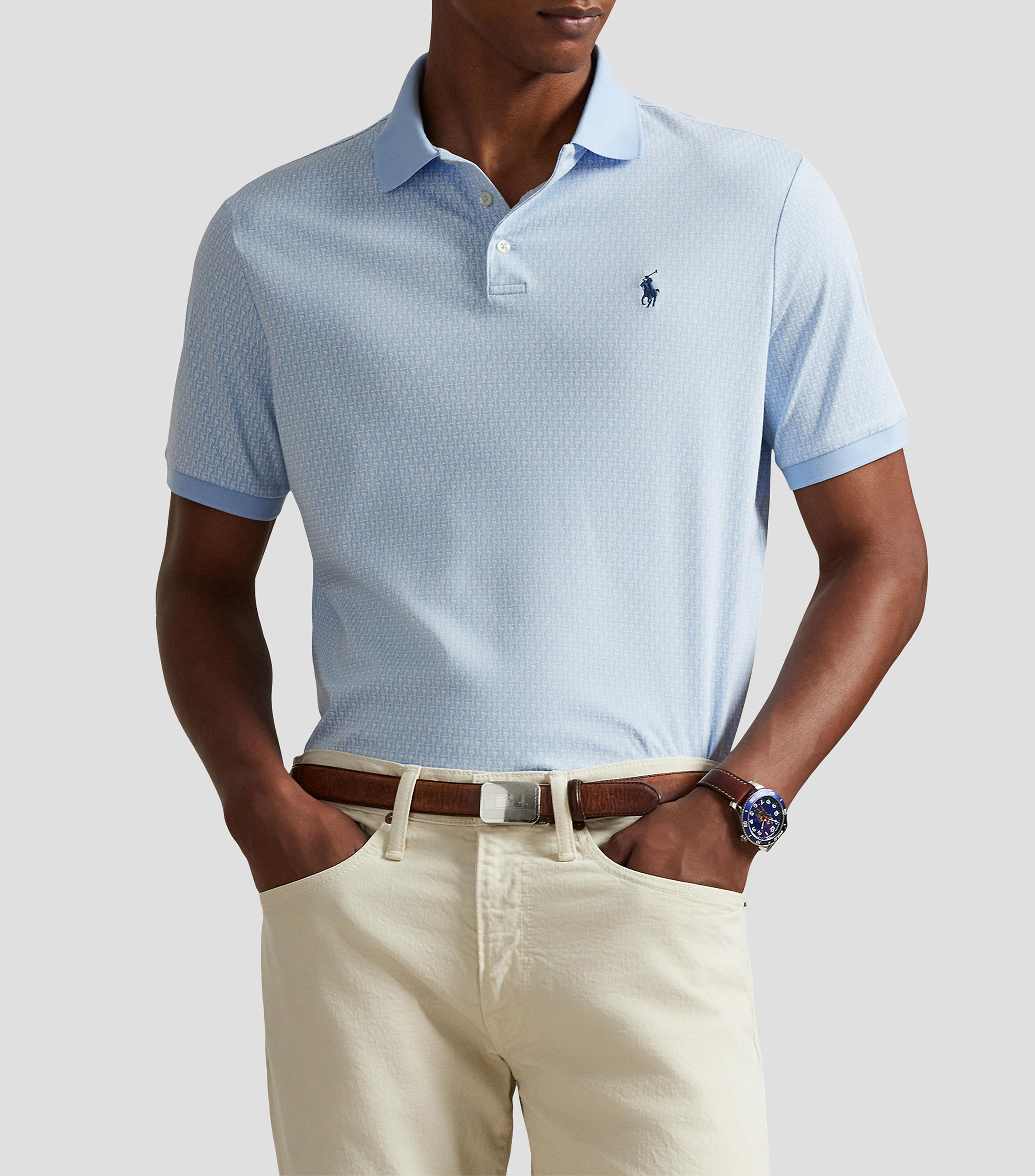 Playera tipo polo manga corta estampada Hombre
