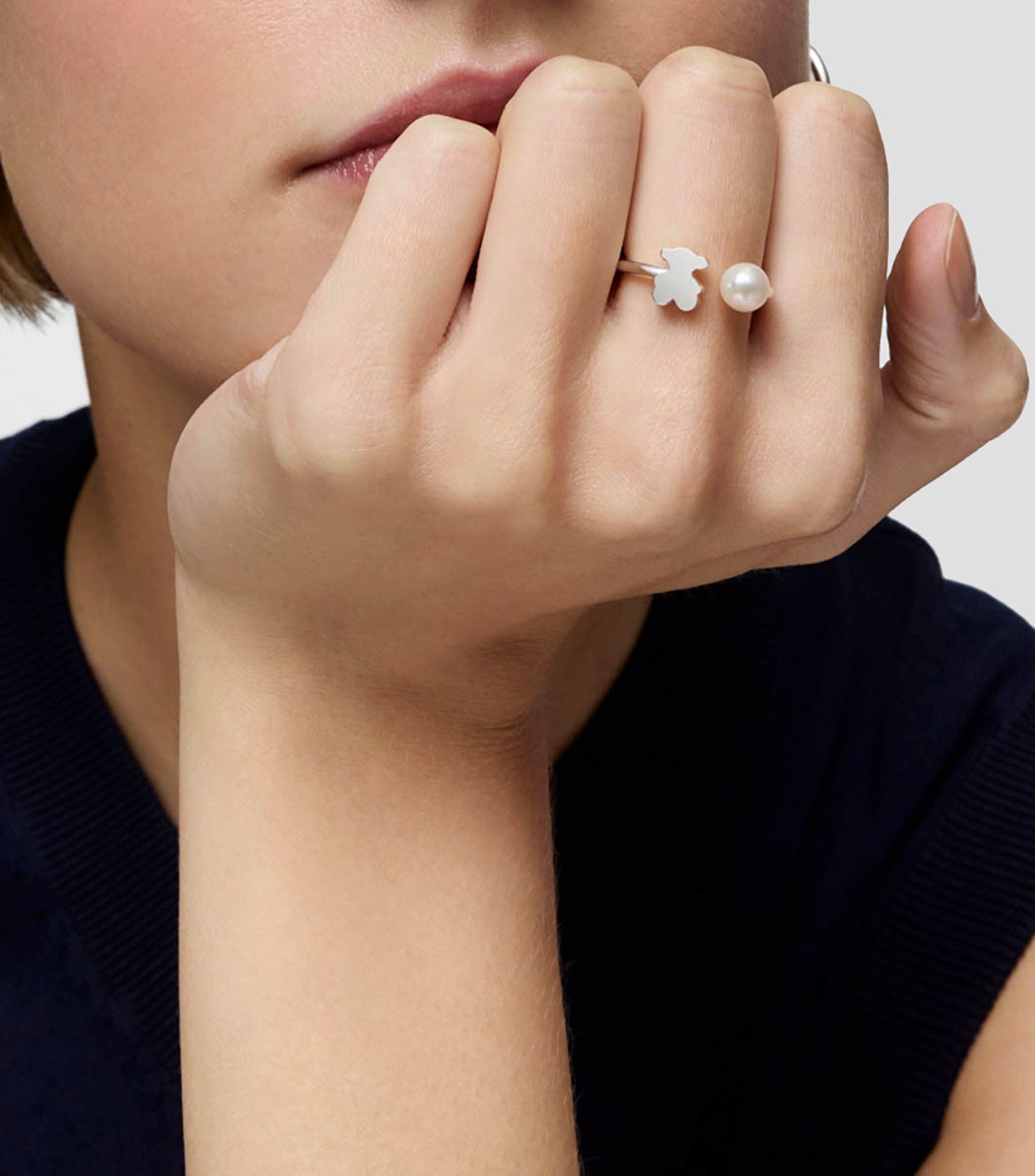 Anillo abierto en plata Sweet Dolls con perla Mujer
