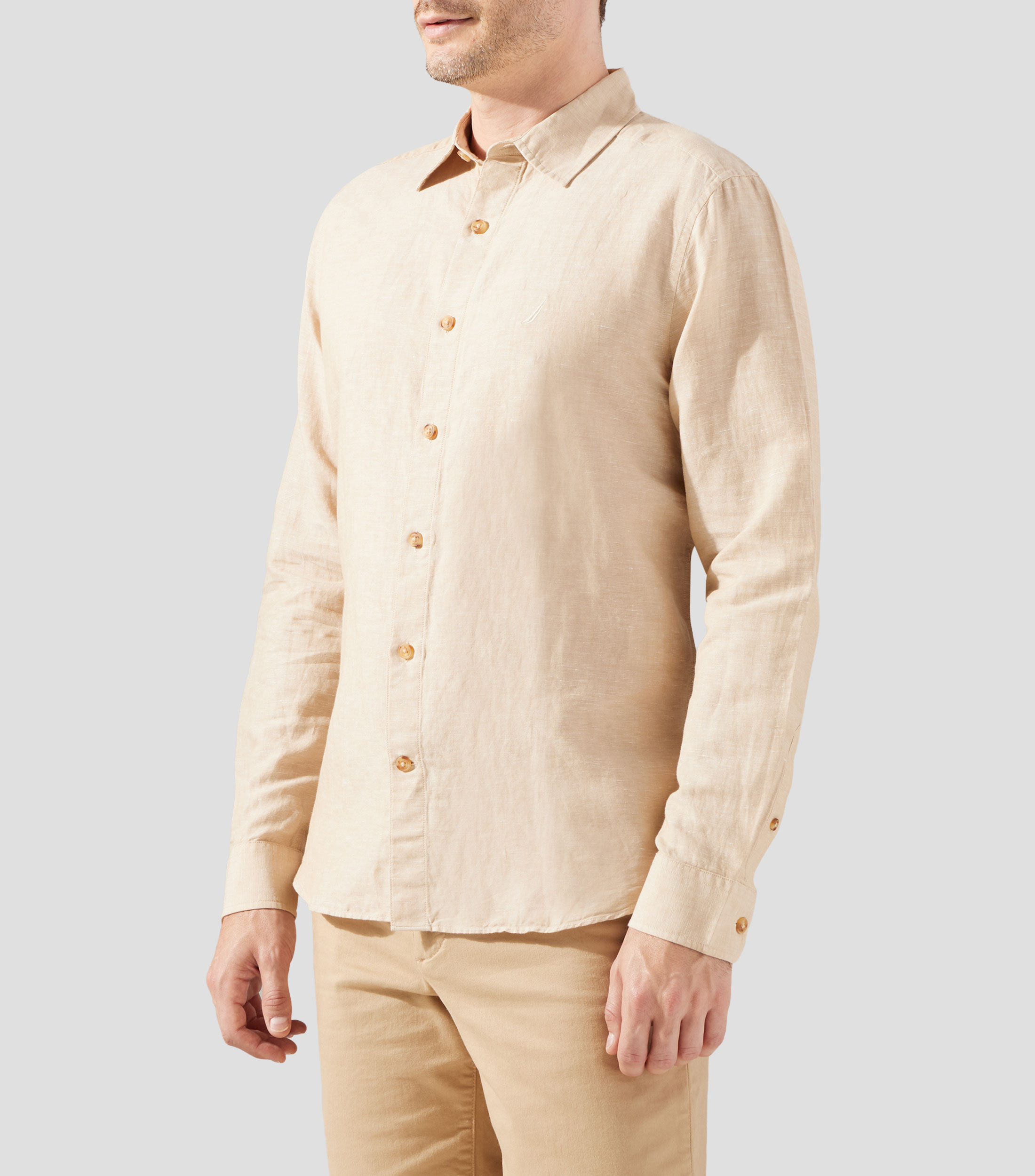 Camisa lisa manga larga Hombre
