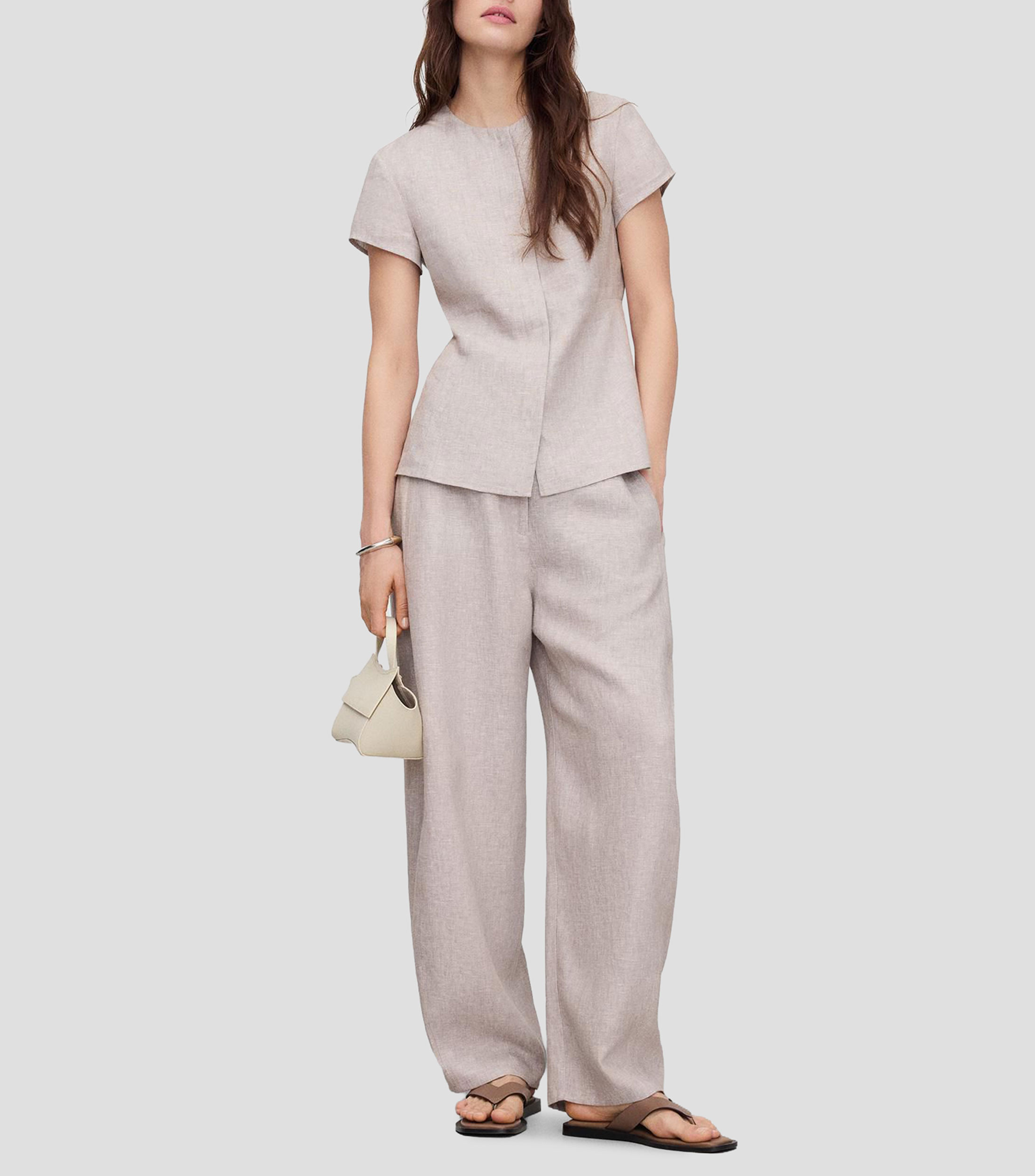 Blusa jaspeada manga corta Mujer
