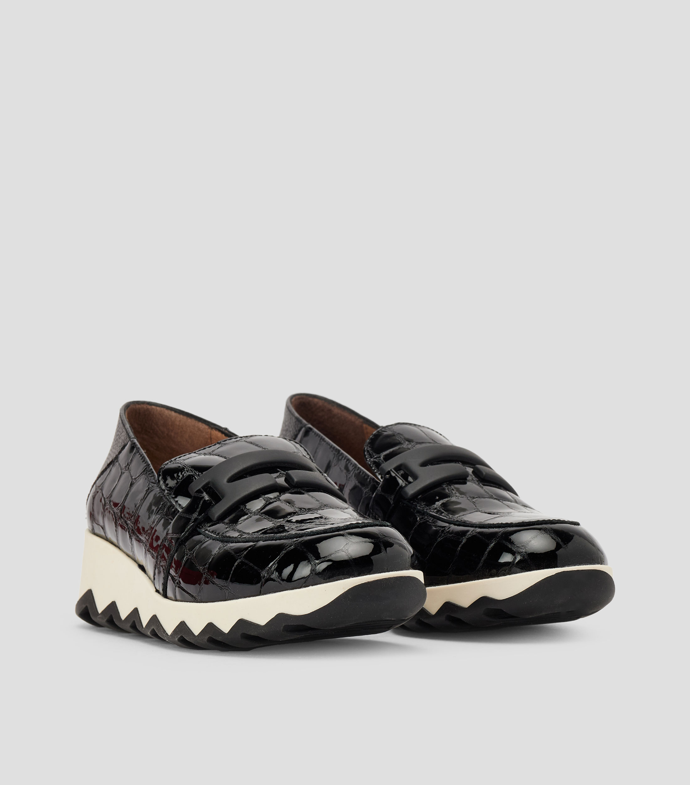 Mocasines de tacón alto ancho en piel animalskin Mujer