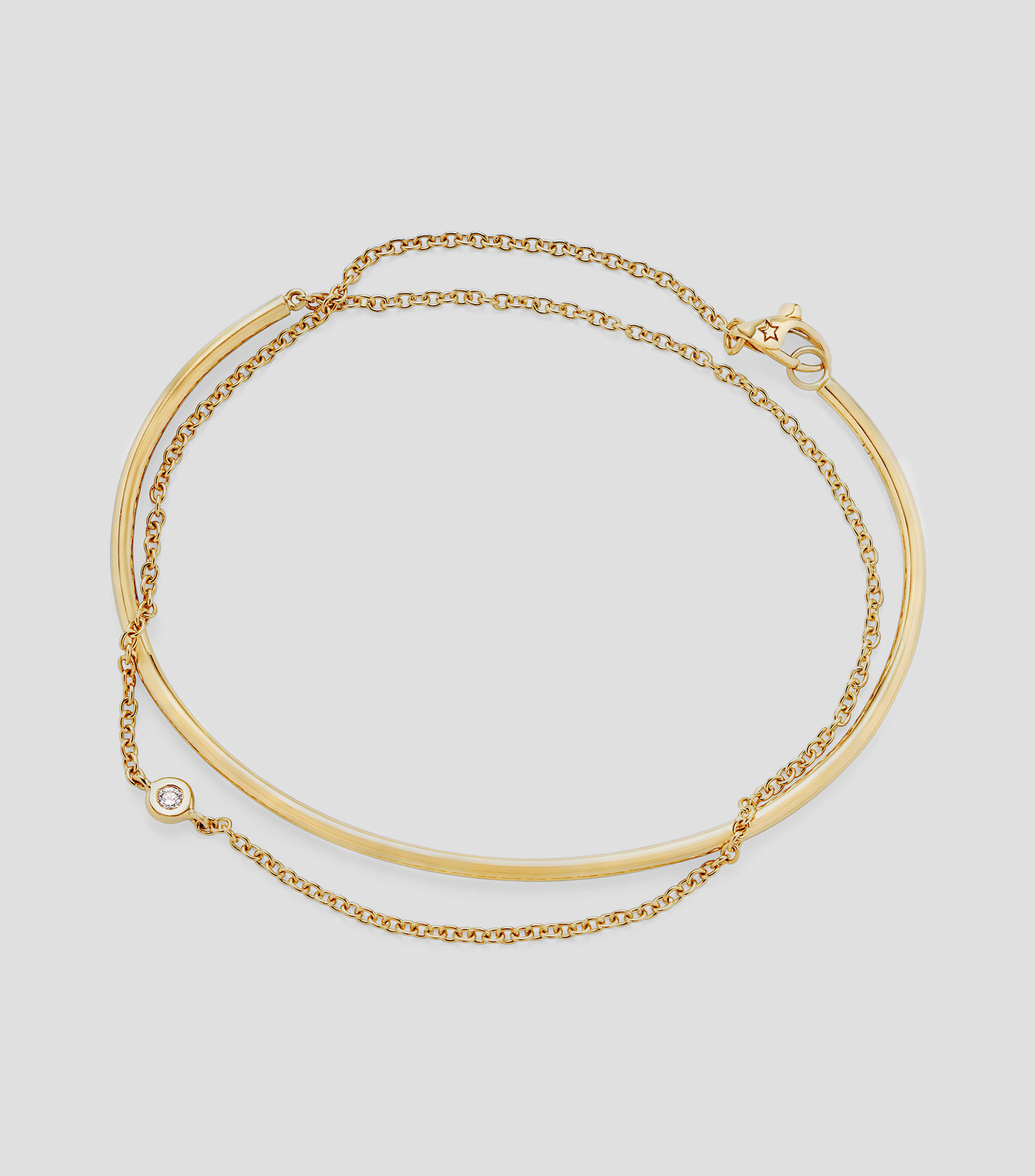 Brazalete en oro amarillo de 18 kilates con diamante Mujer