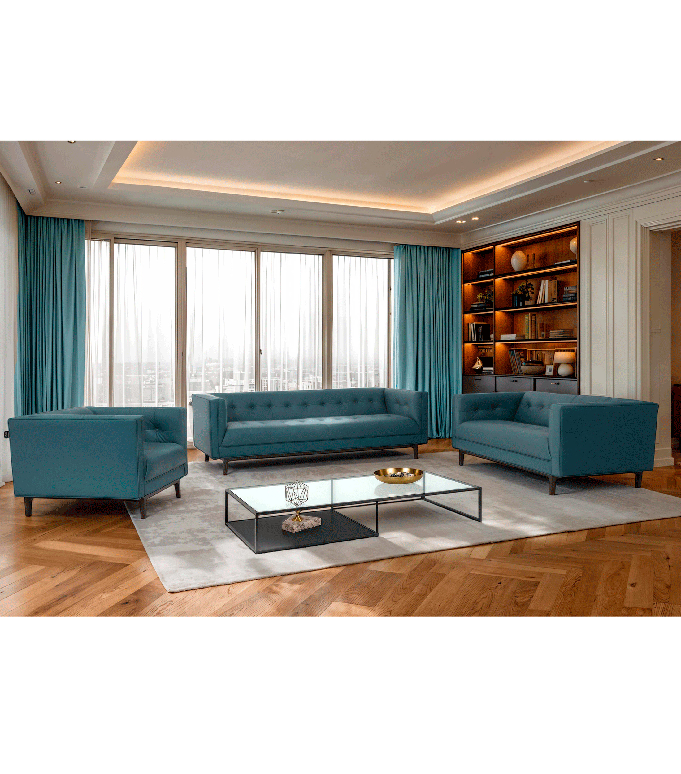 Sillón en Piel Velvet Acero
