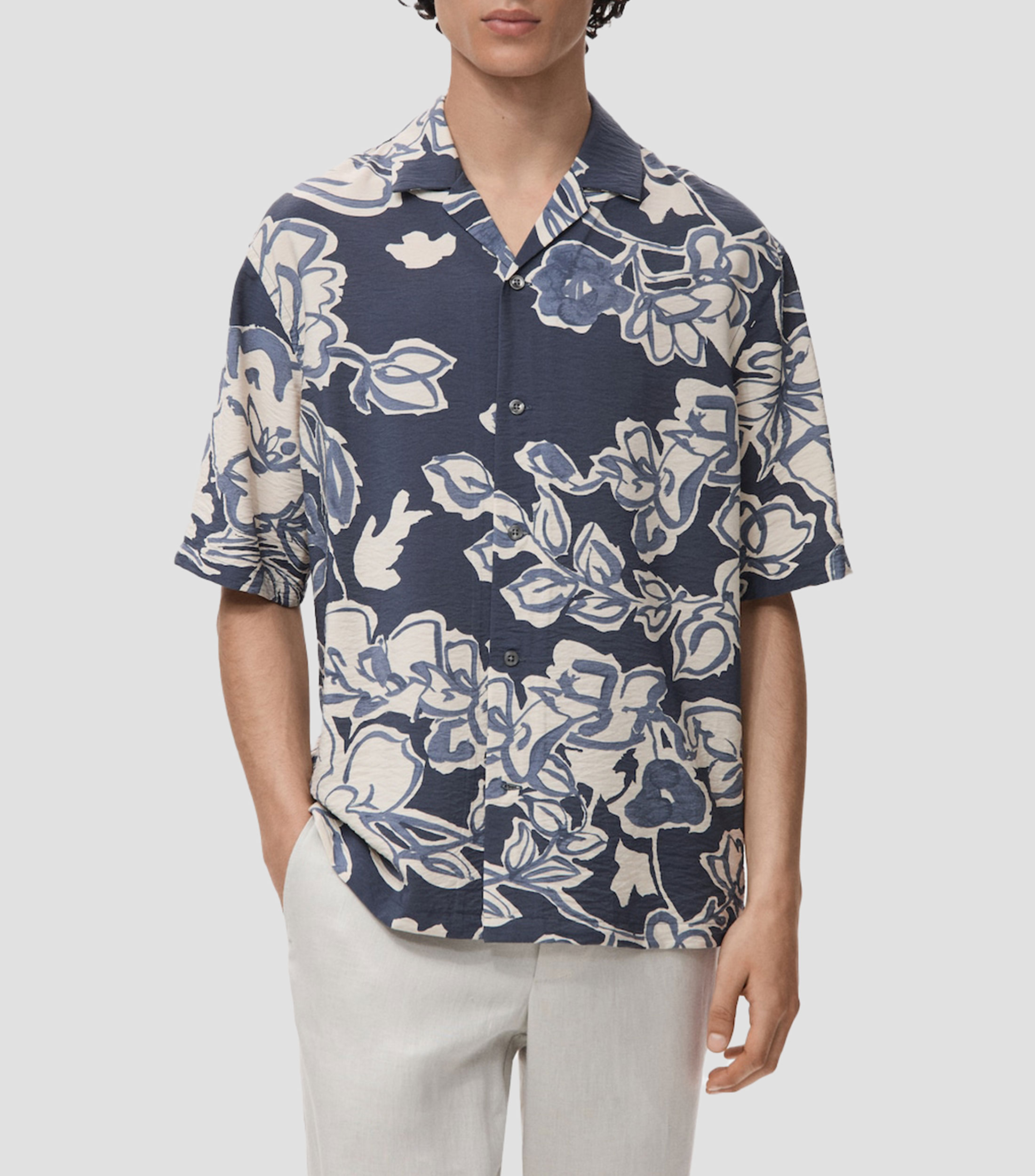 Camisa Flores manga corta Hombre