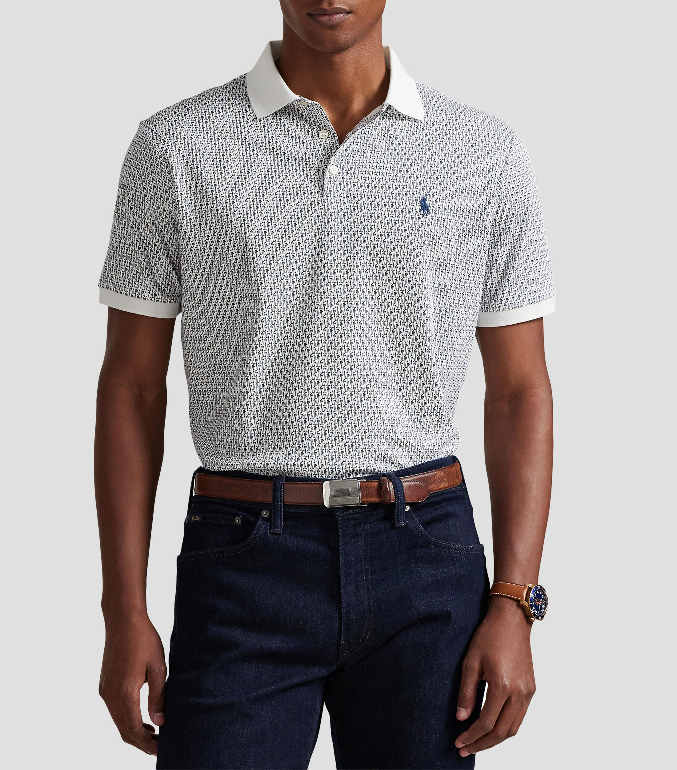 Playera tipo polo manga corta estampada Hombre