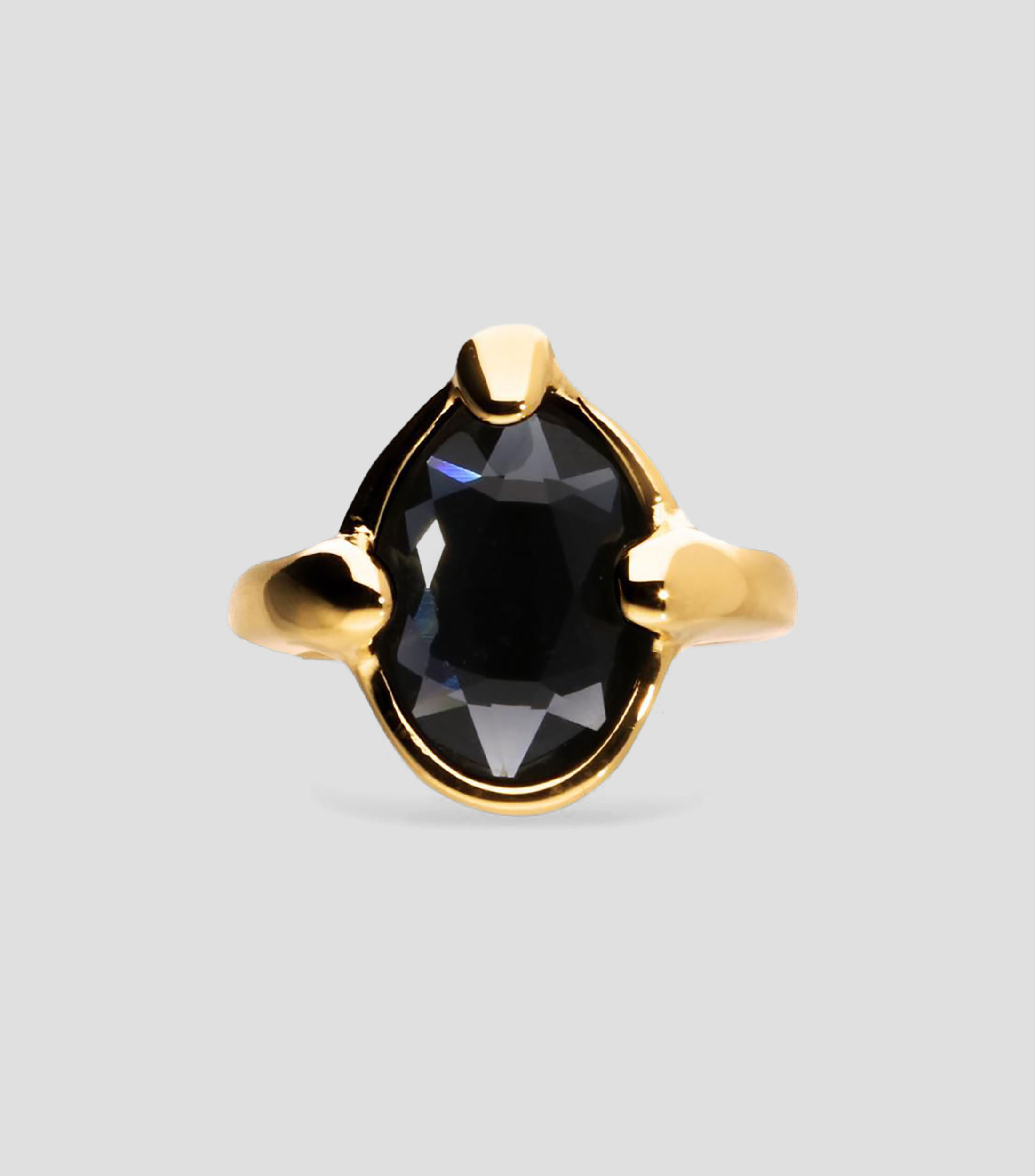 Anillo con cristal negro Mujer