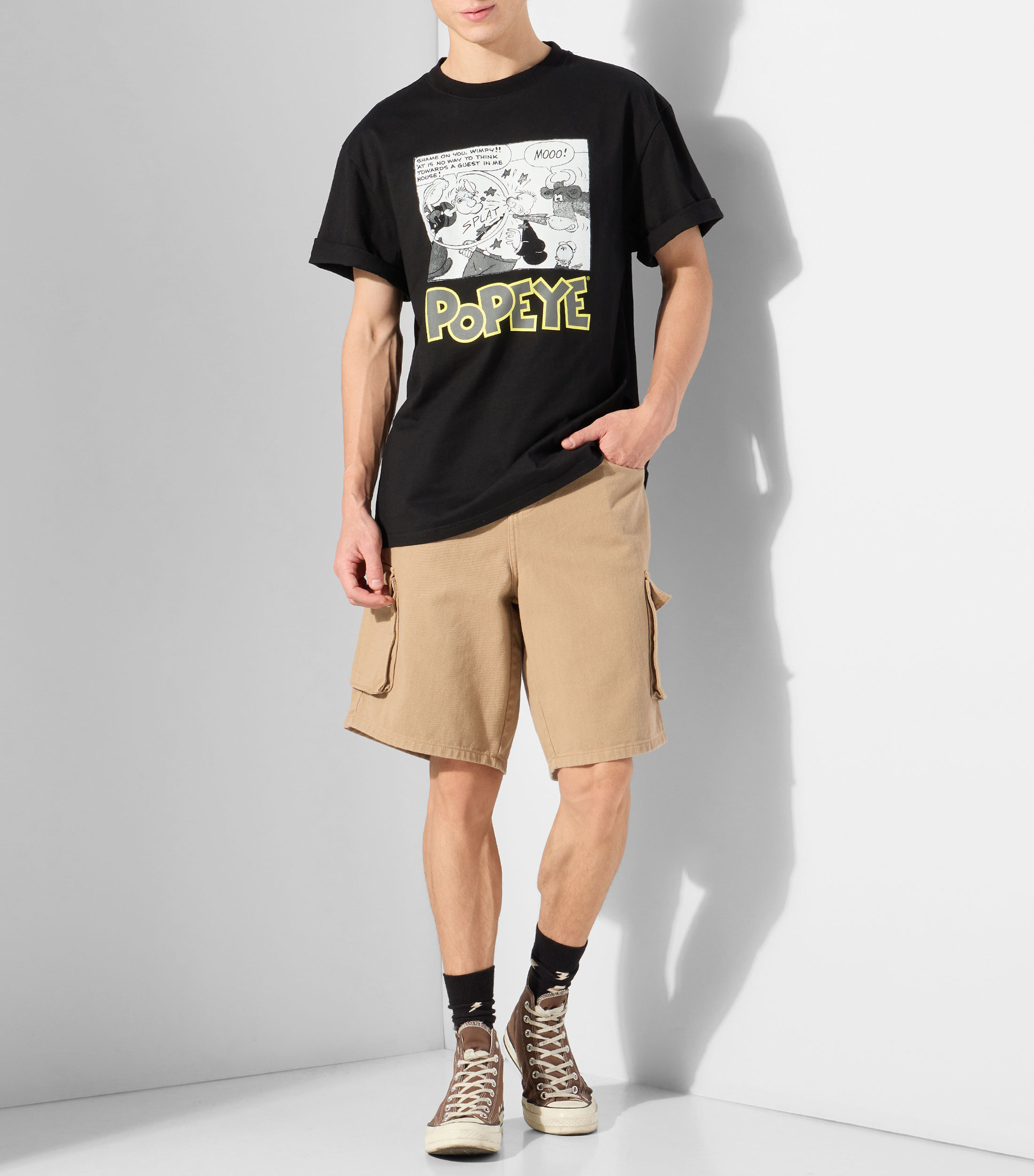 Playera de cuello redondo con manga corta estampada Hombre