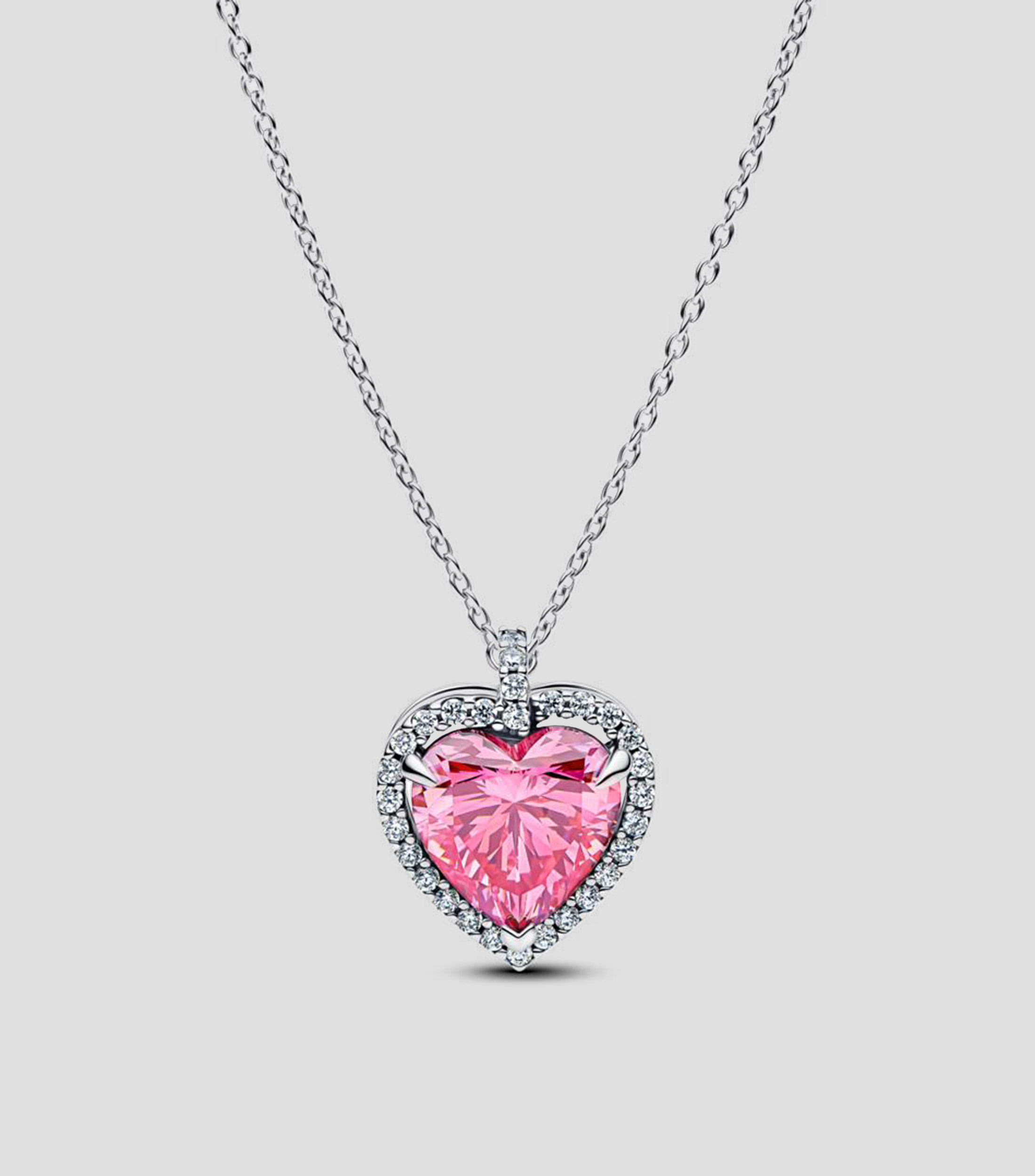 Collar en plata con circonita cúbica rosa Mujer