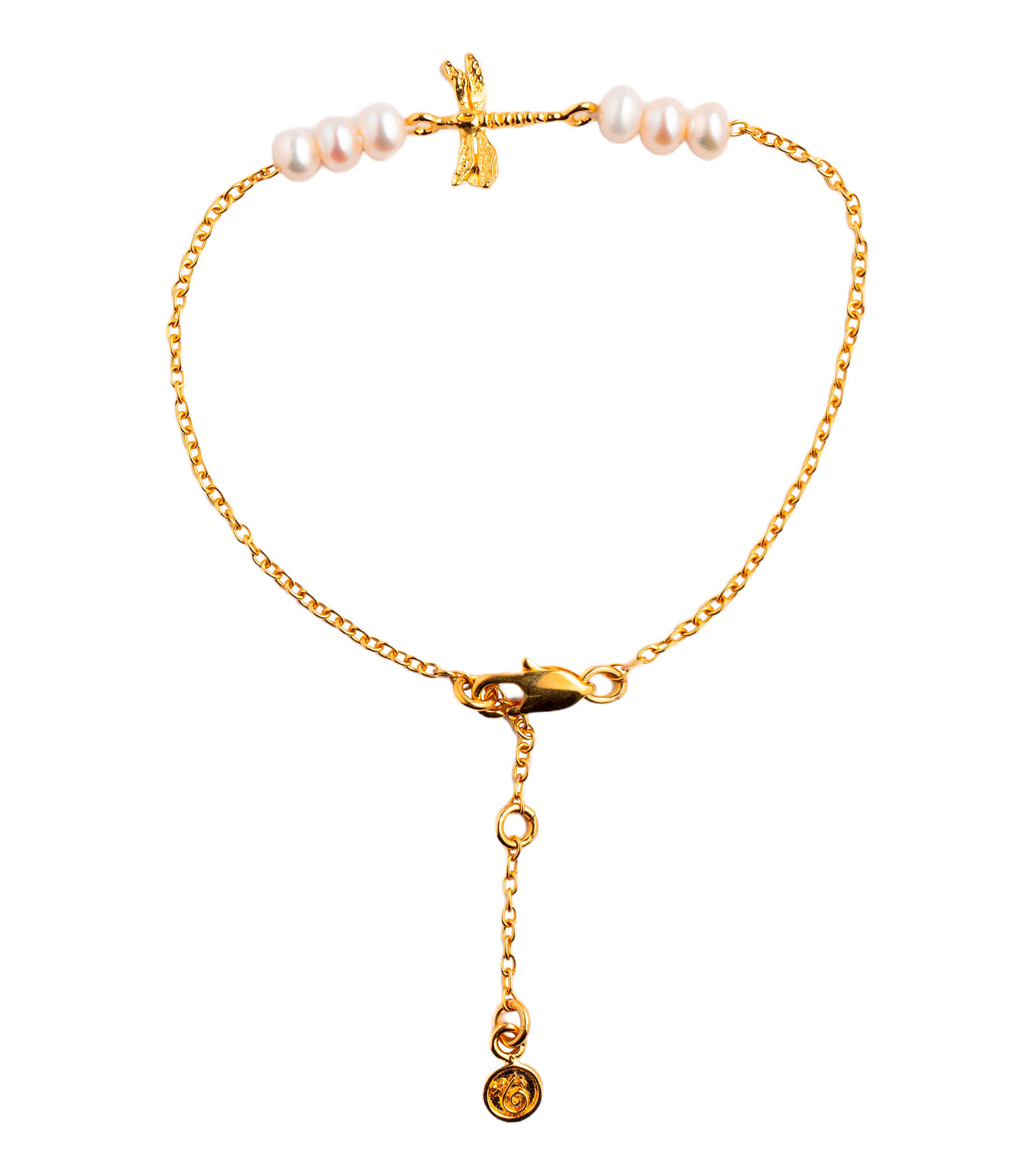 Pulsera con libélula de perlas Mujer