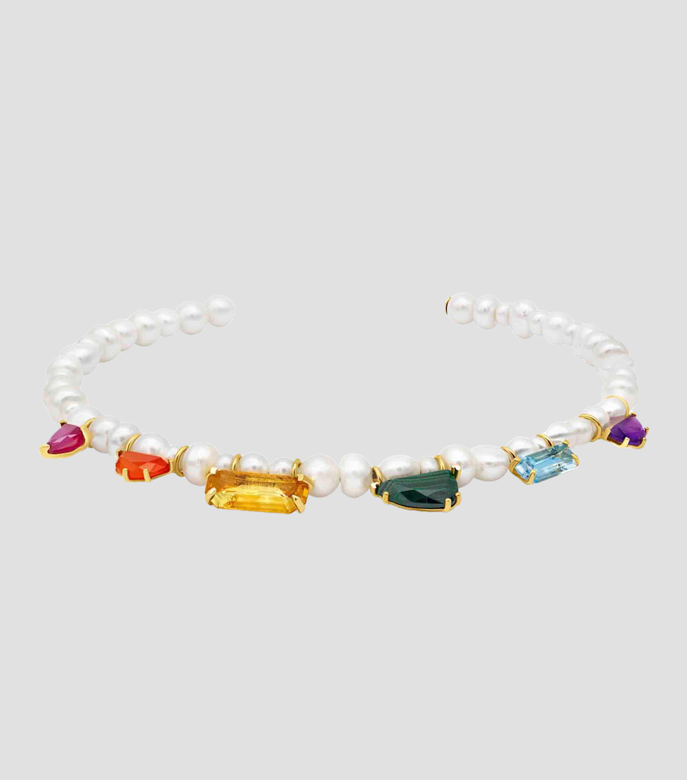 Gargantilla en Plata Half Choker con perlas Unisex