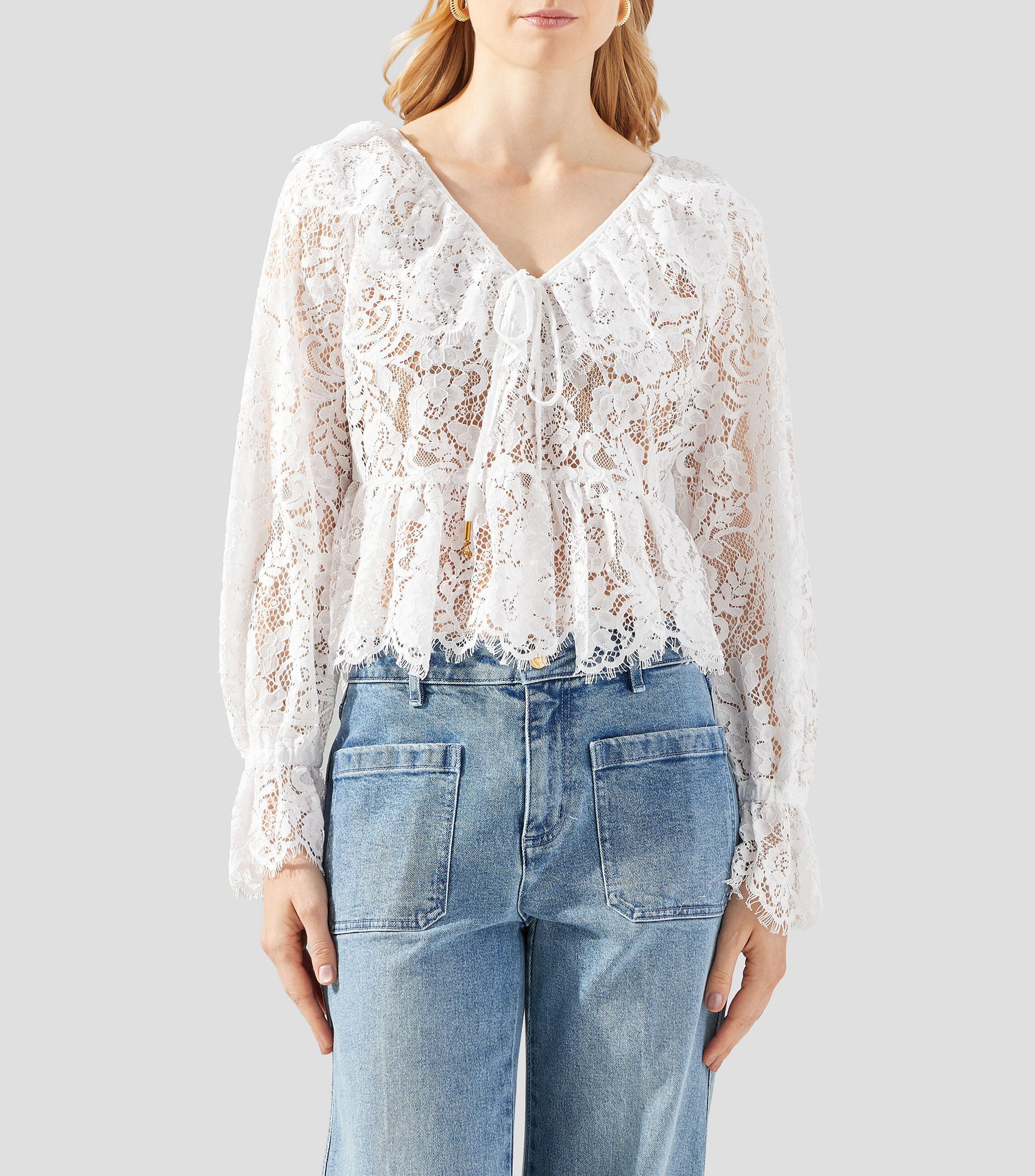 Top cuello V manga larga fantasía Mujer
