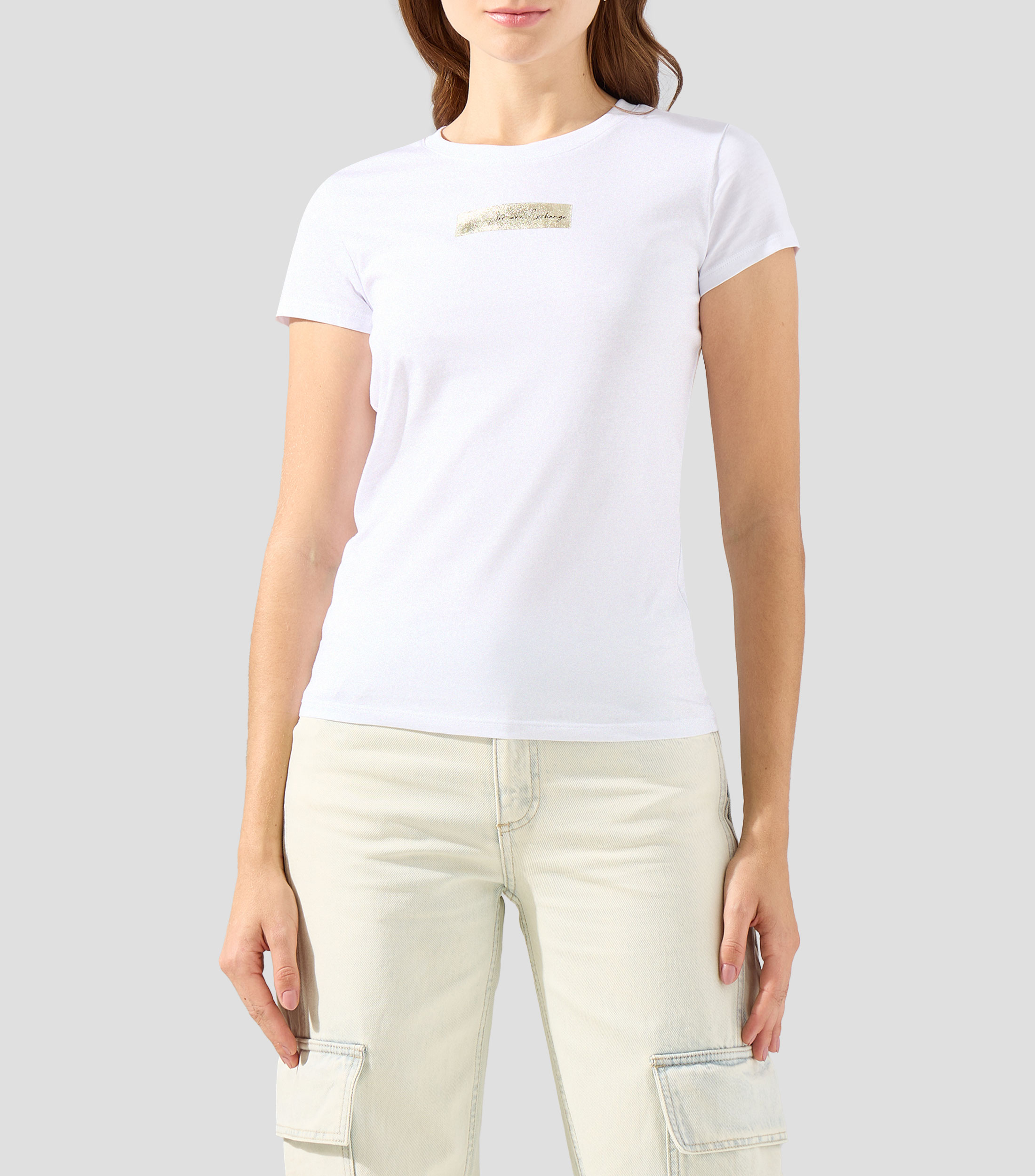 Playera cuello redondo manga corta estampada Mujer