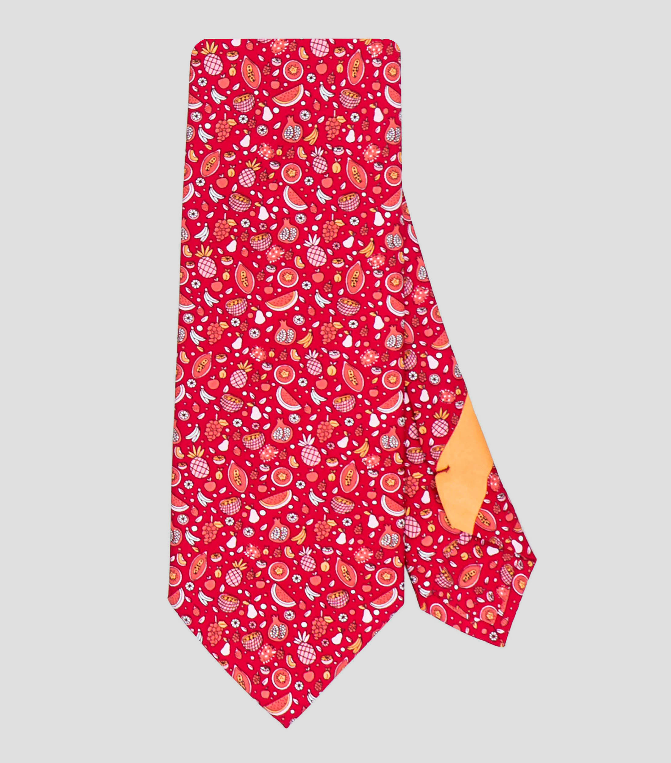 Corbata Ancha en Seda Rojo con Frutas