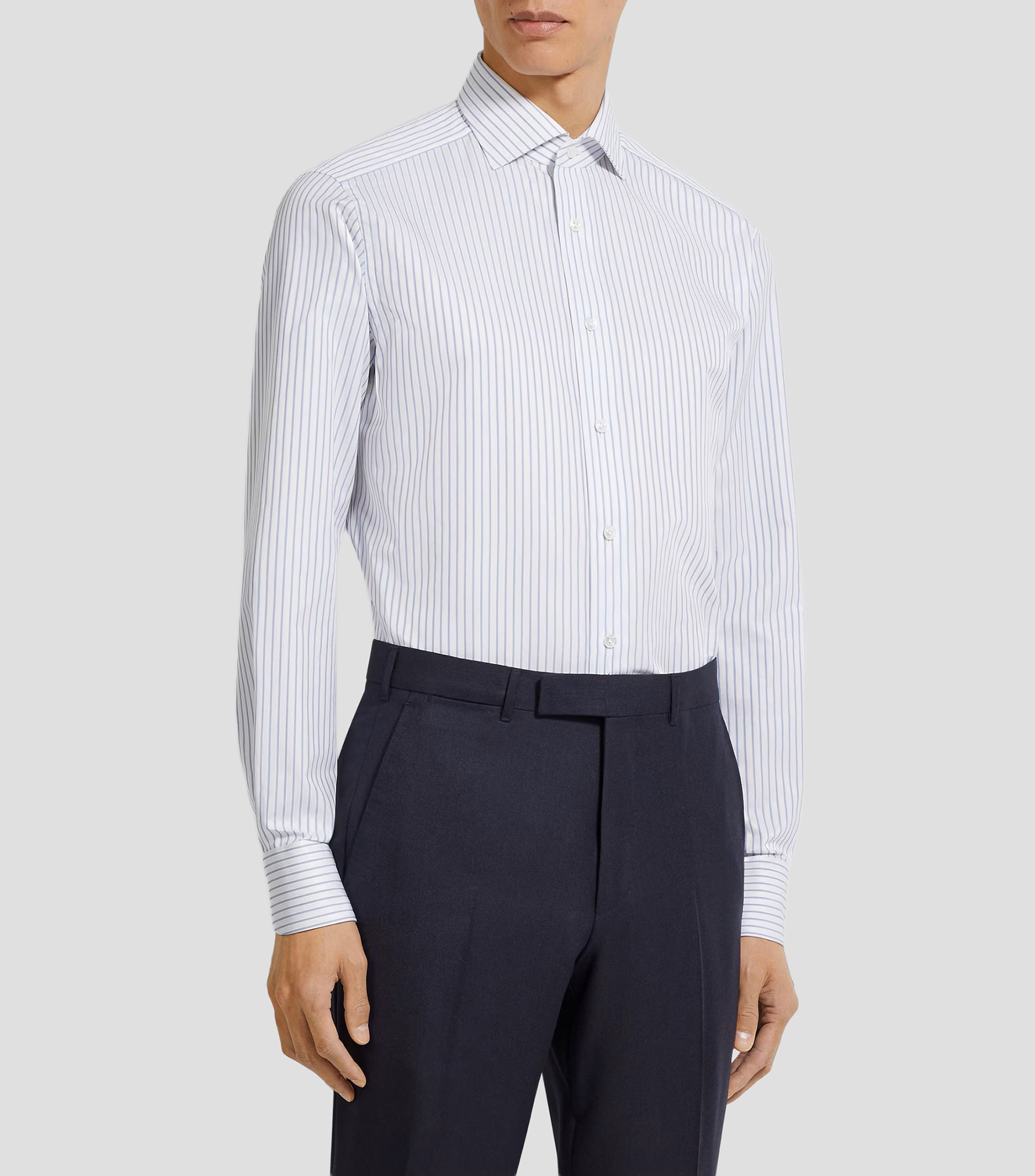 Camisa a rayas manga larga Hombre