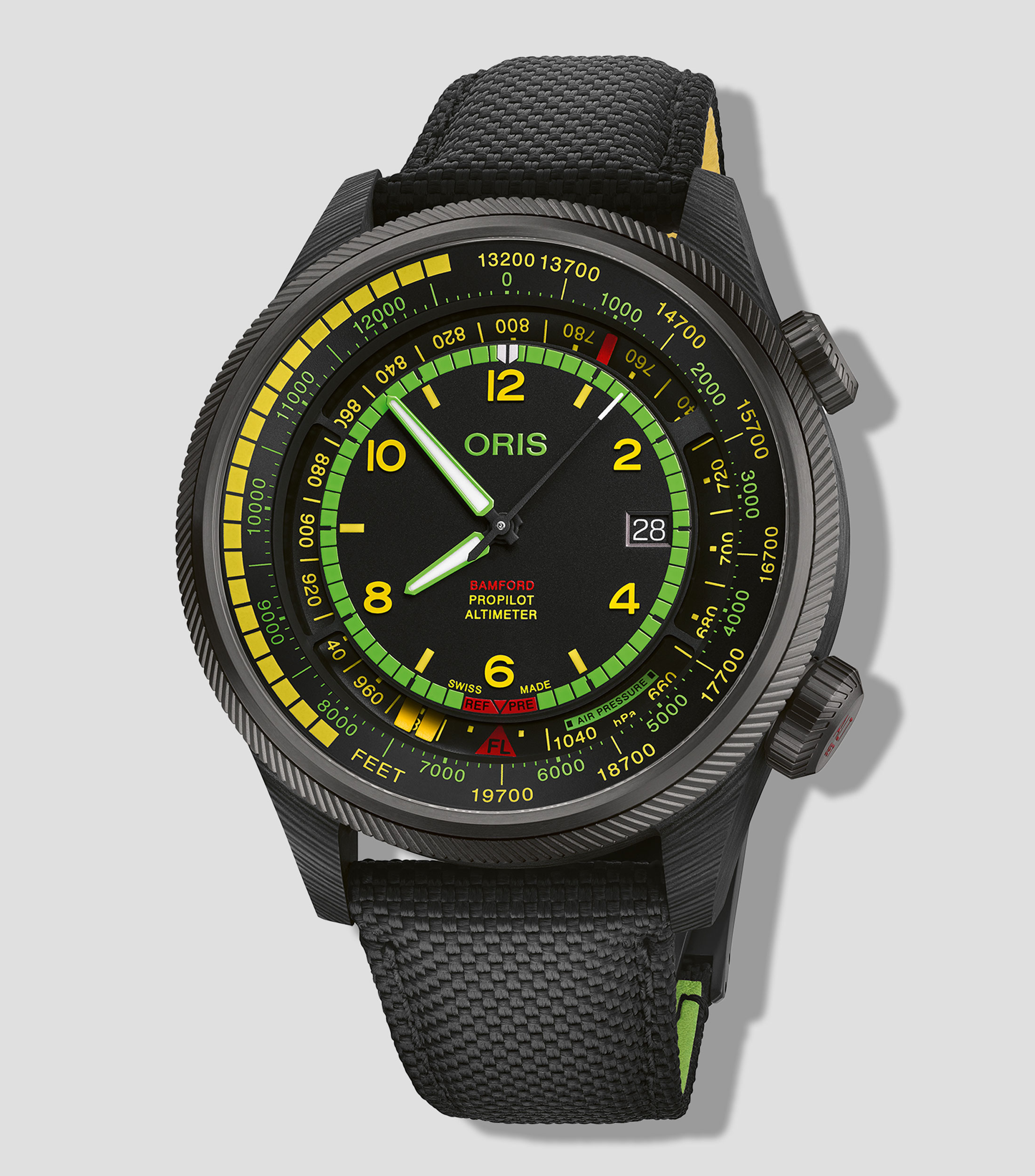Reloj para Hombre Oris x Bamford Altímetro ProPilot Mission Deportivo, Negro