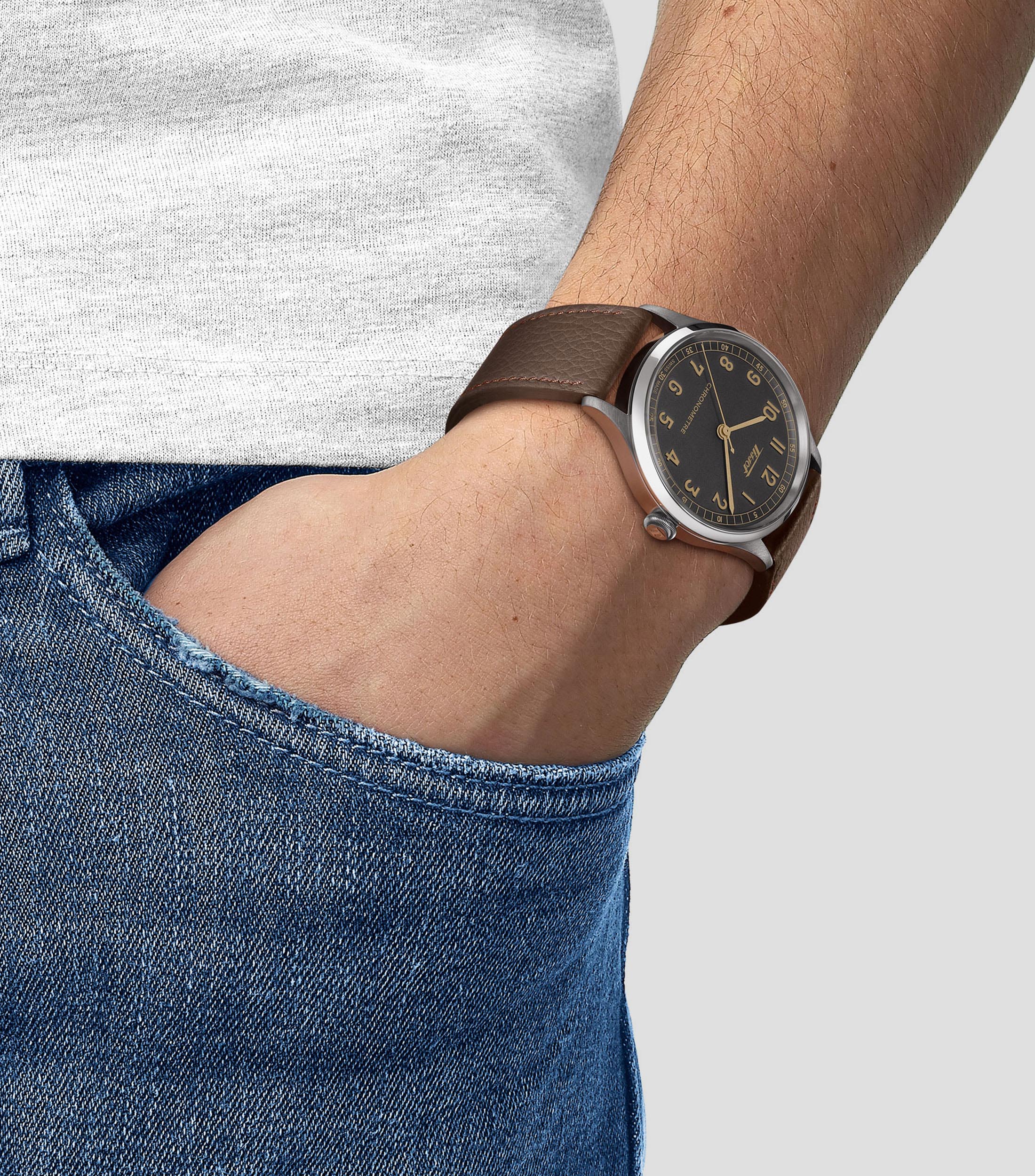 Reloj Unisex Heritage 1938 Automatic COSC Casual, Gris, Cafe