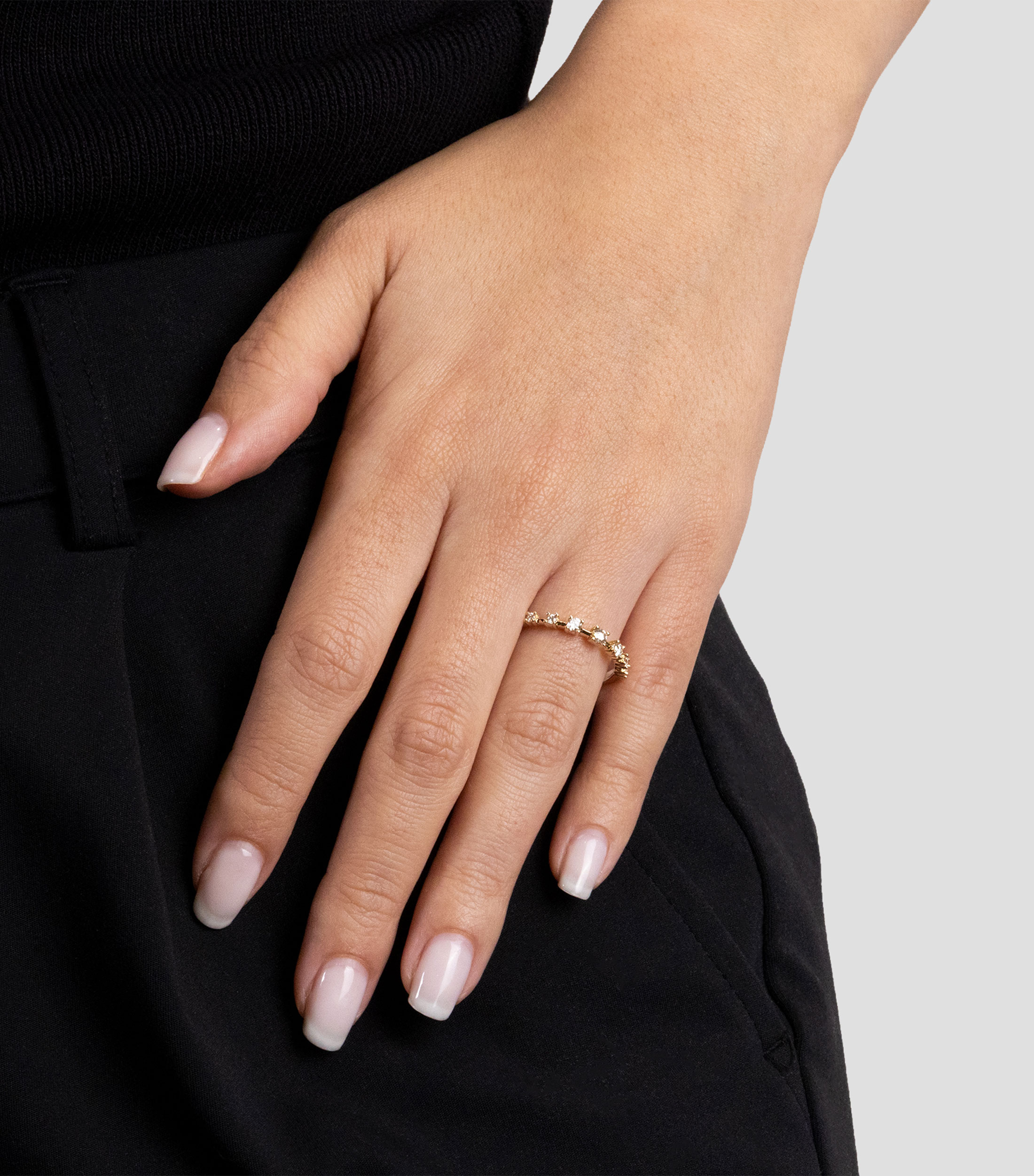 Anillo en Oro amarillo de 14 Kilates con diamantes Mujer