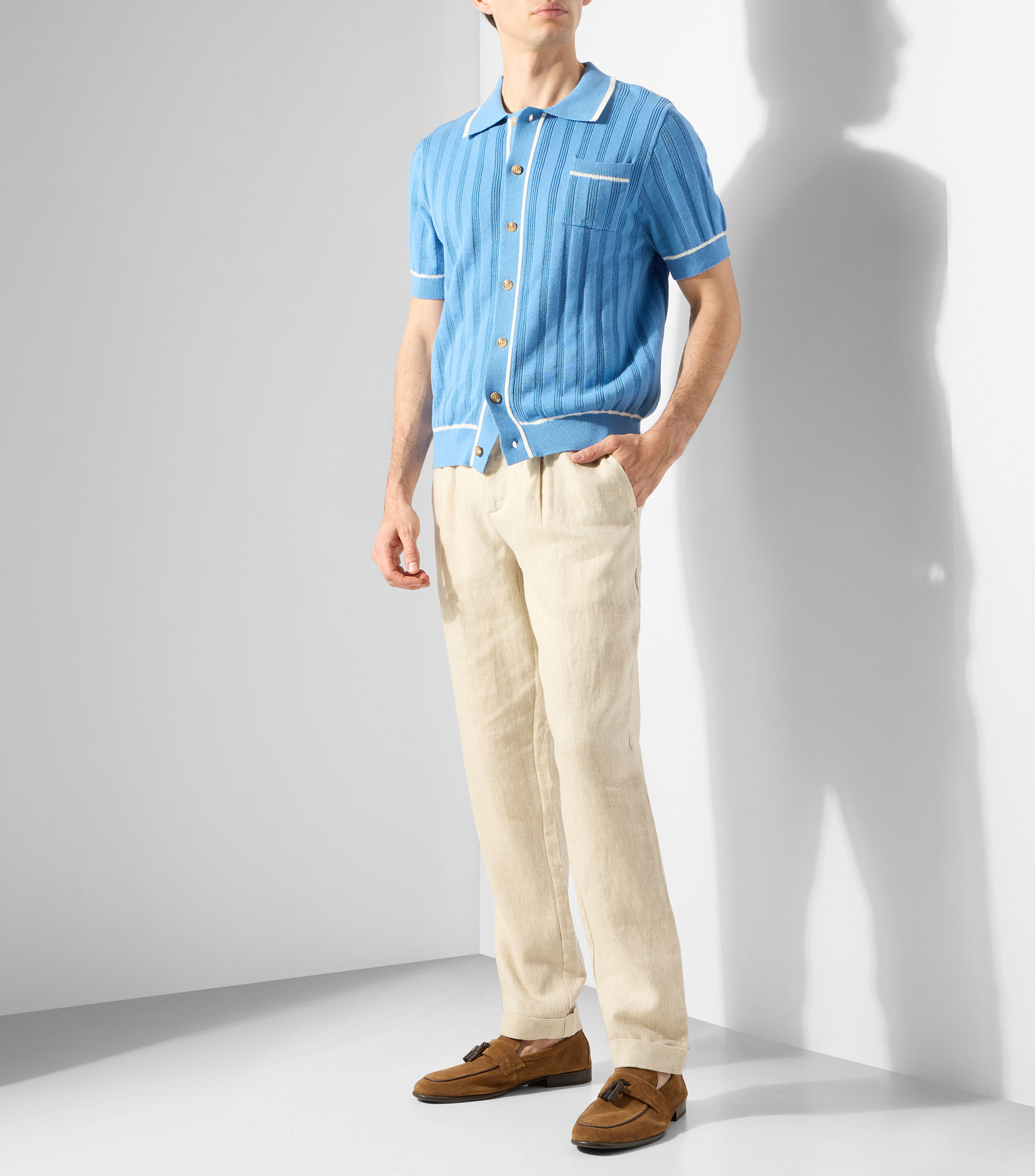 Camisa lisa con manga corta Hombre