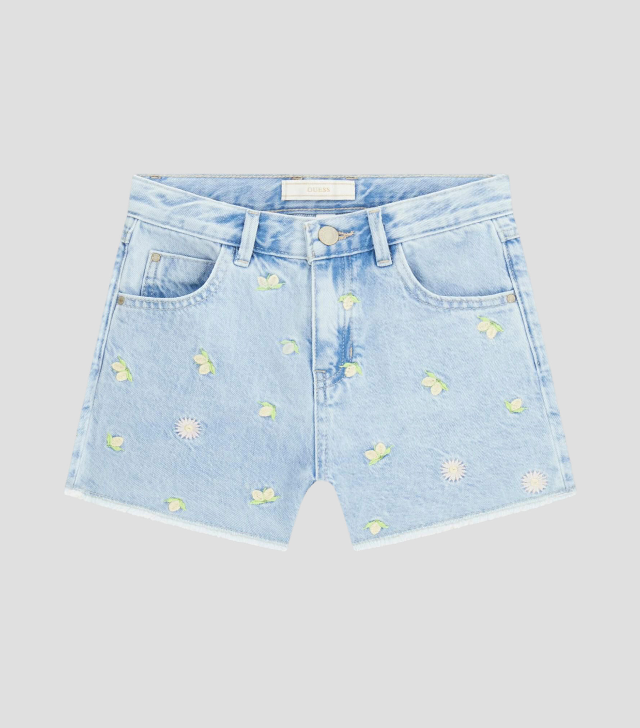 Short de mezclilla con diseño fantasía de bordados Niña