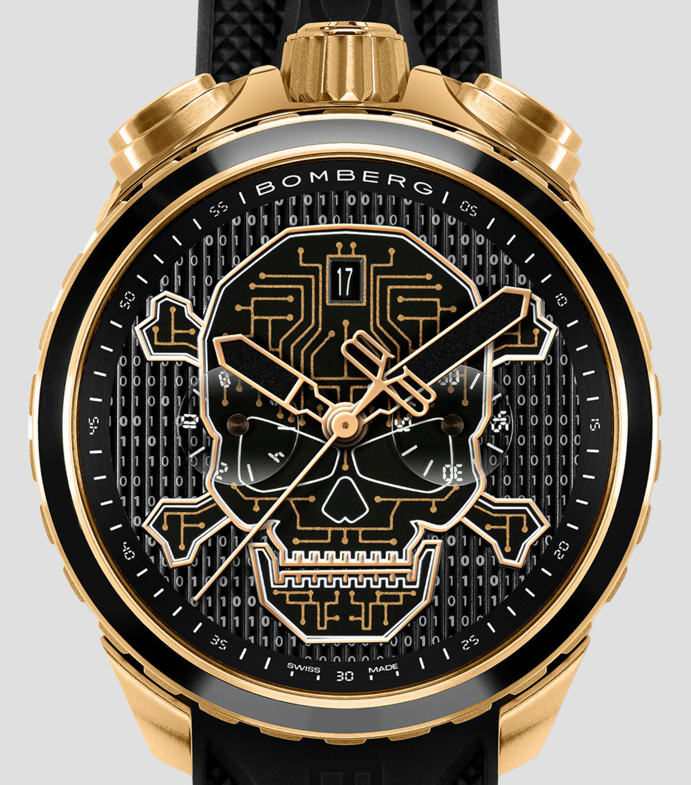 Reloj para hombre Cyber Skull casual, negro