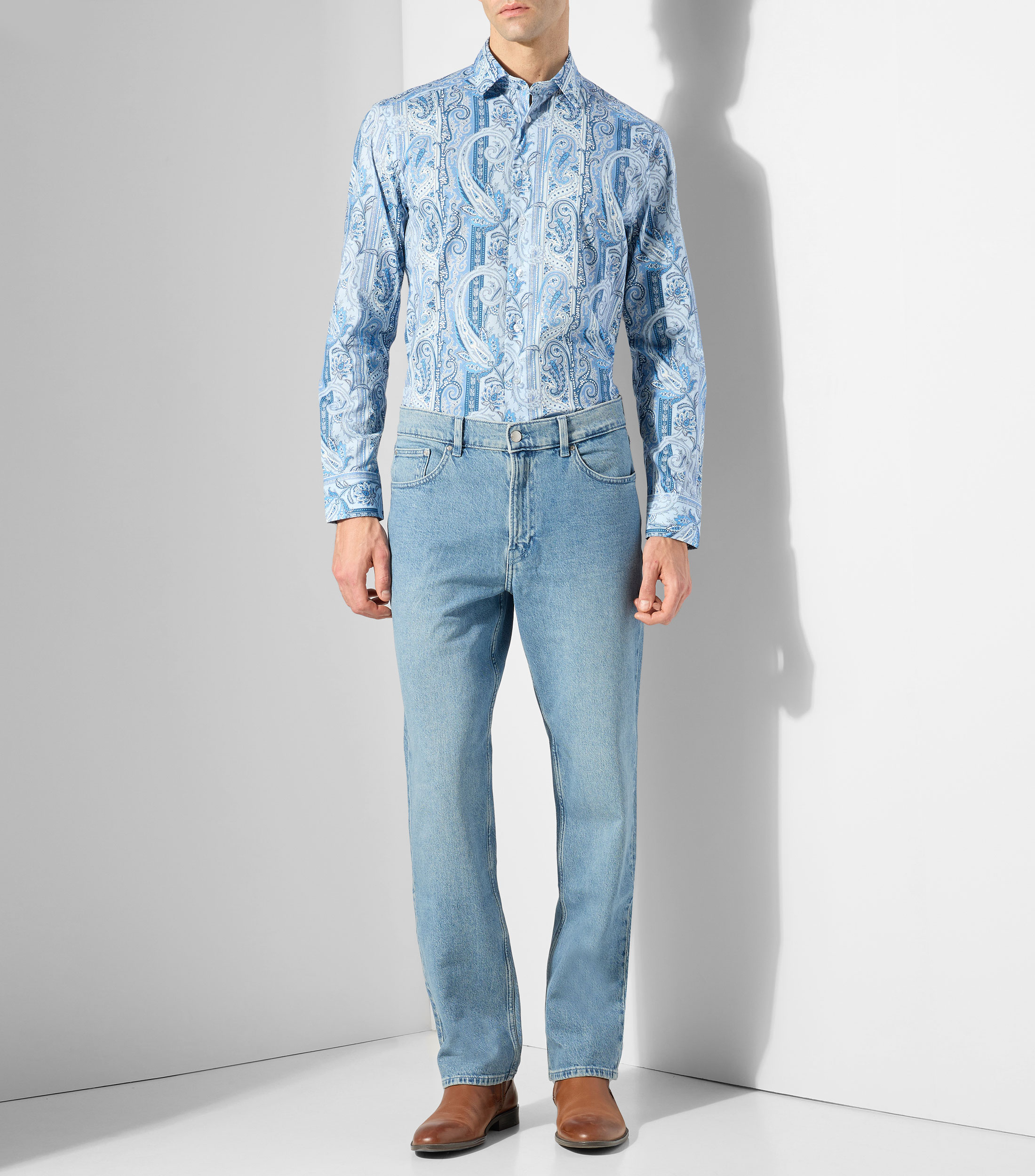 Camisa estampada con manga larga Hombre