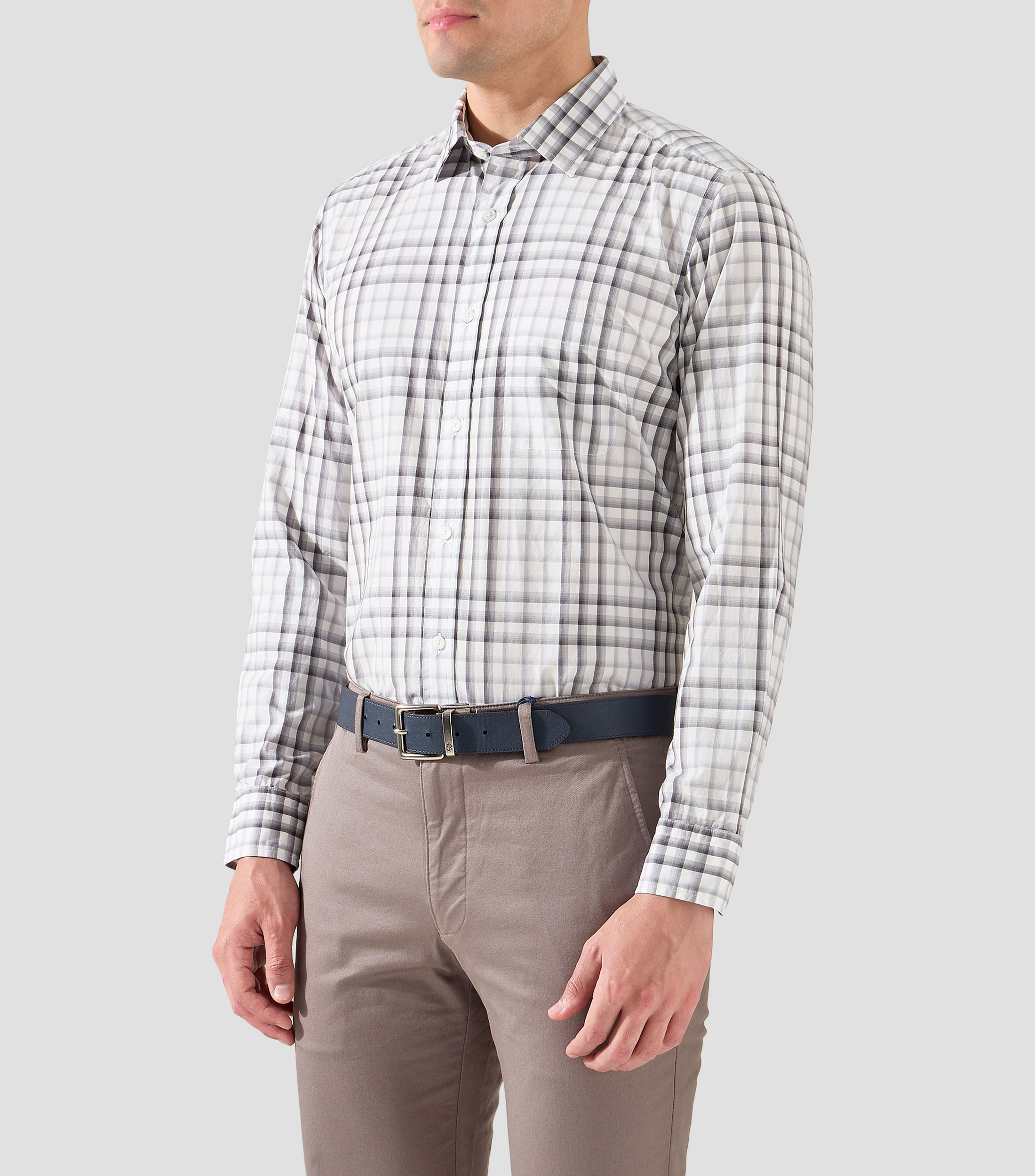 Camisa de cuadros con manga larga Hombre