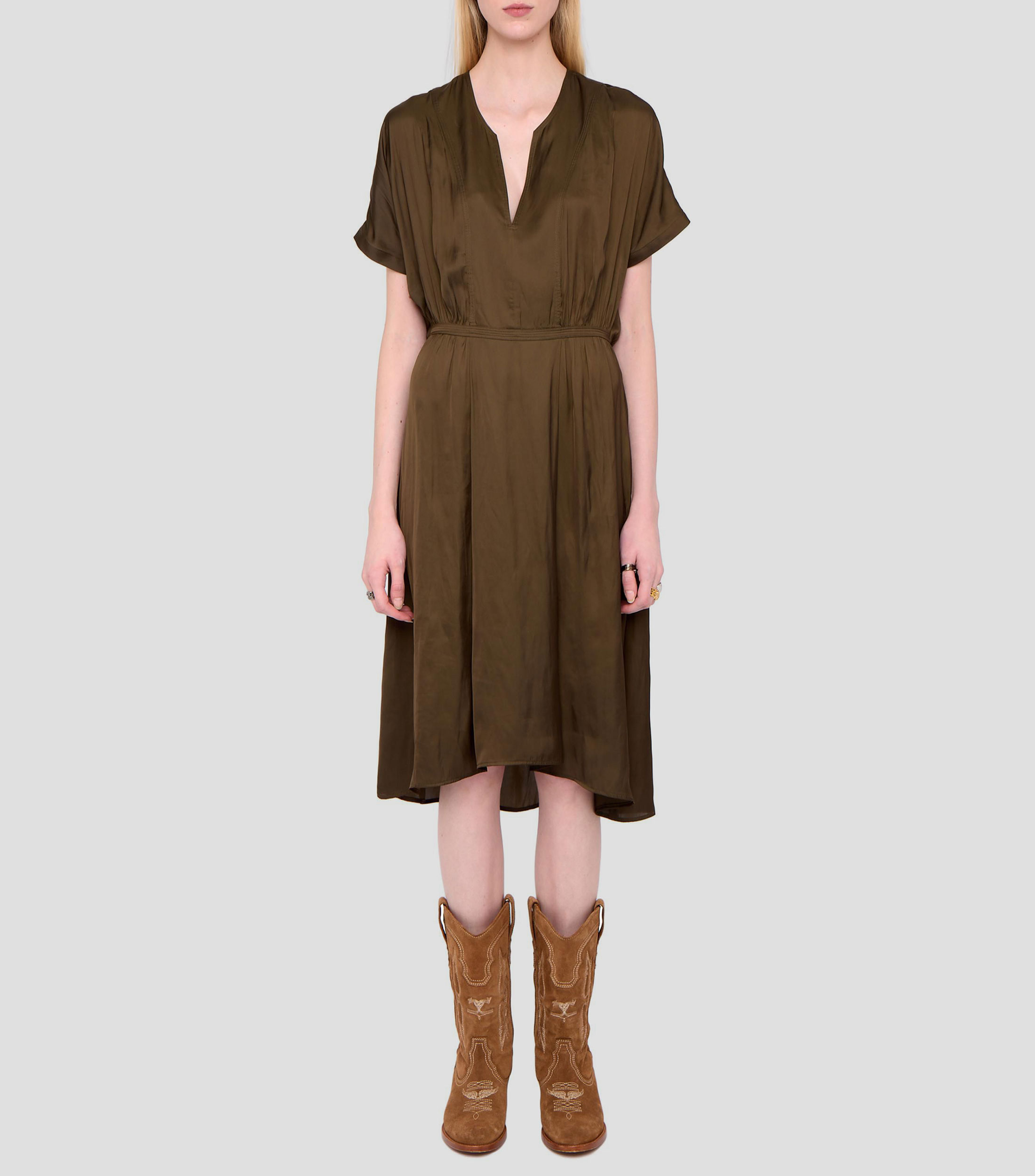 Vestido largo liso Mujer