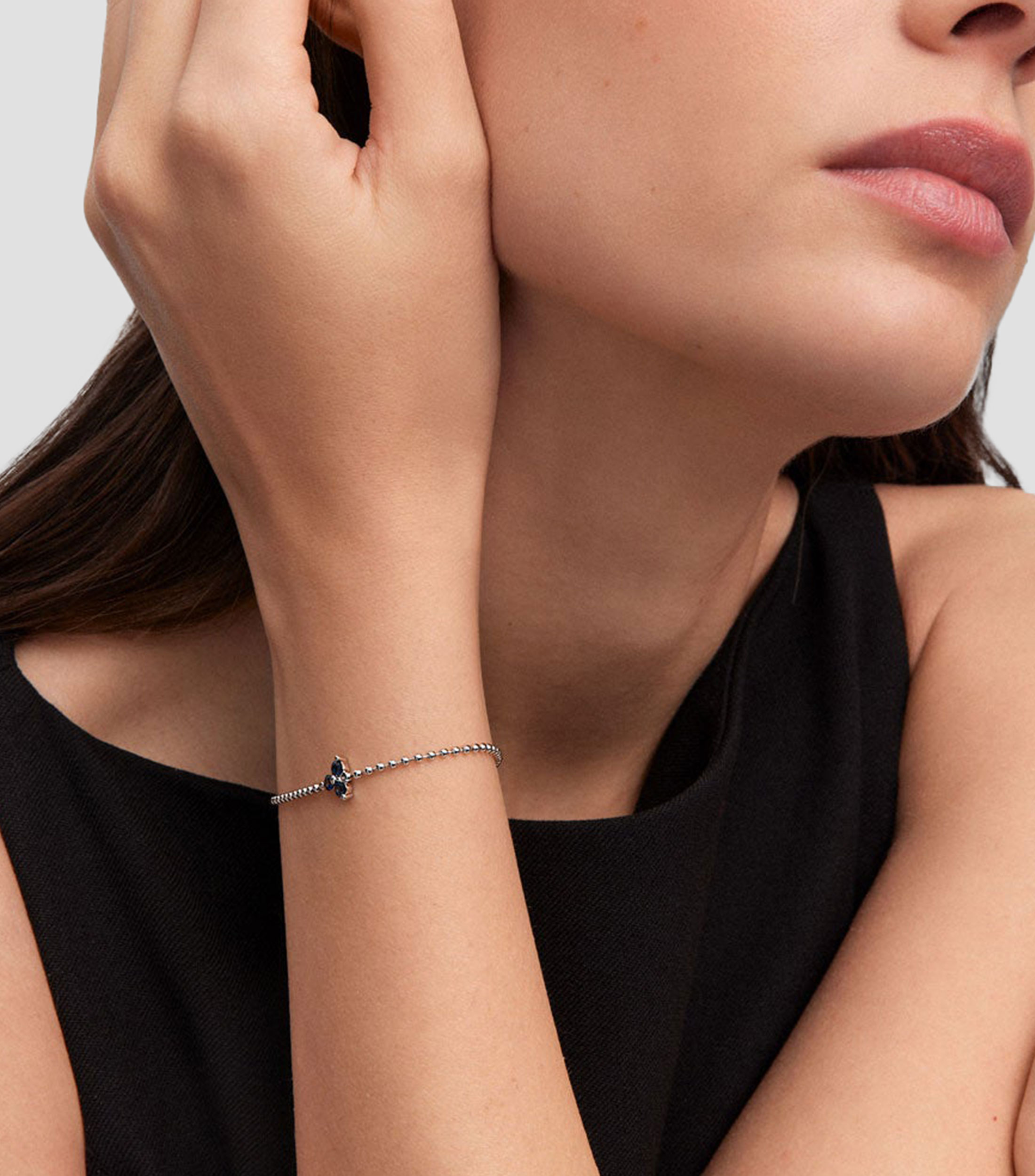 Pulsera en oro blanco de 18 Kilates con zafiro Tris Mujer