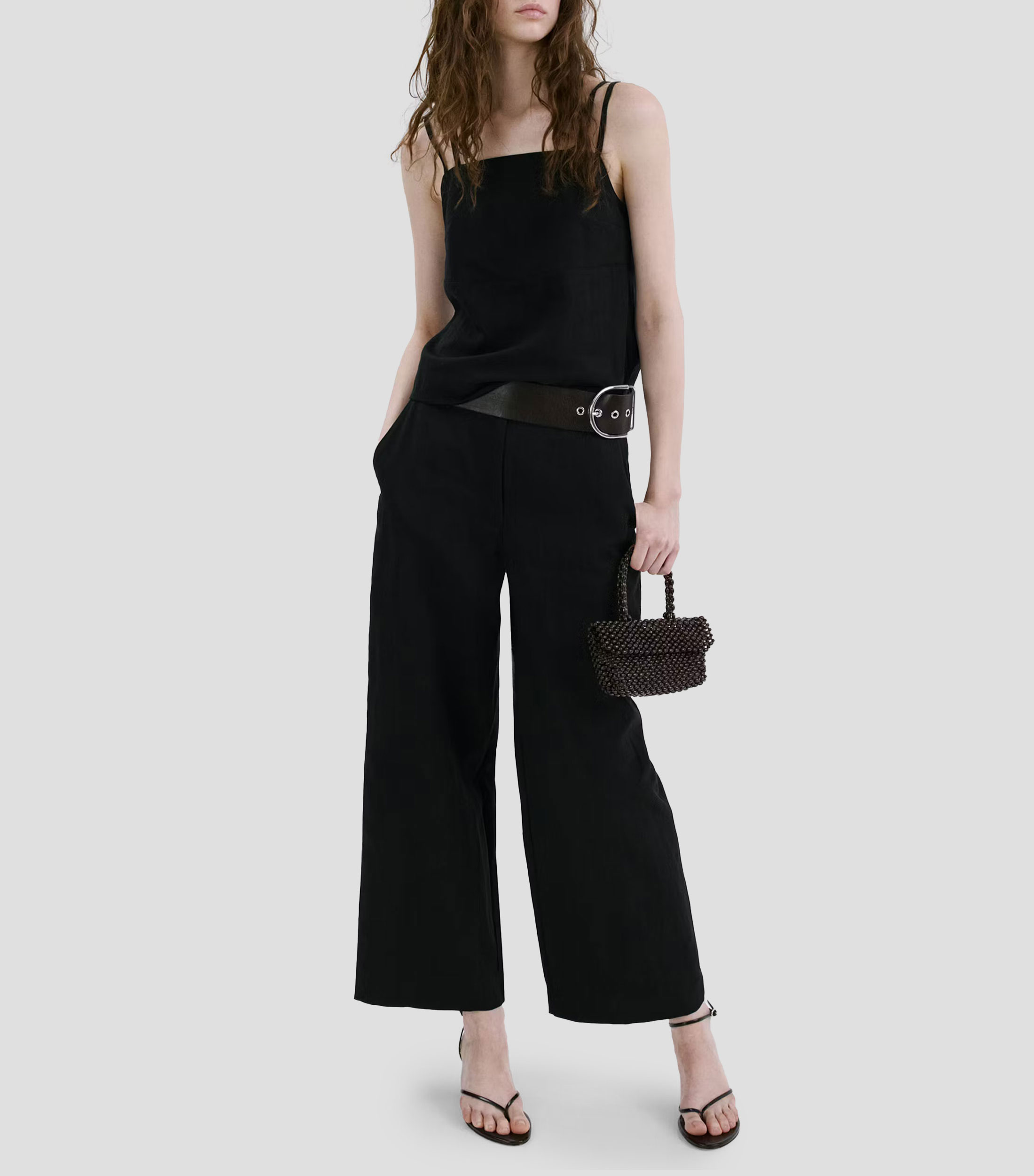 Top cuello cuadrado sin mangas liso Mujer