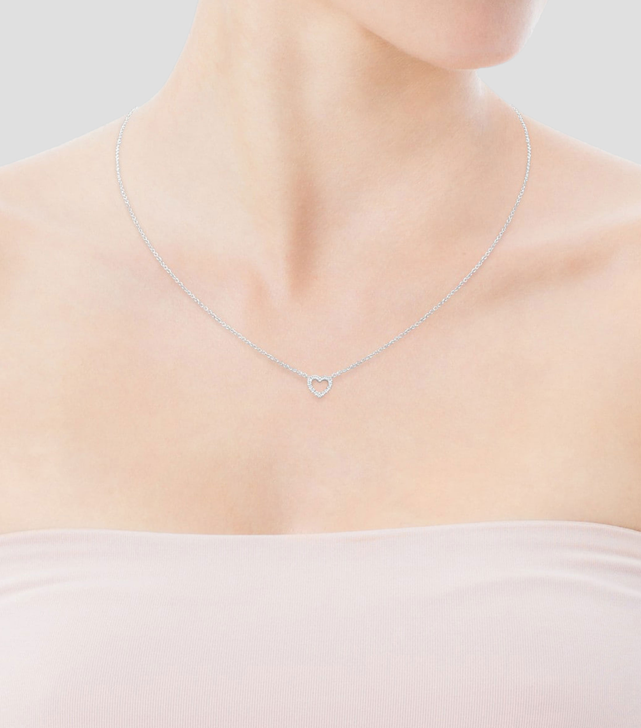 Collar con corazón en oro blanco de 18 Kilates y diamantes Les Classiques Mujer