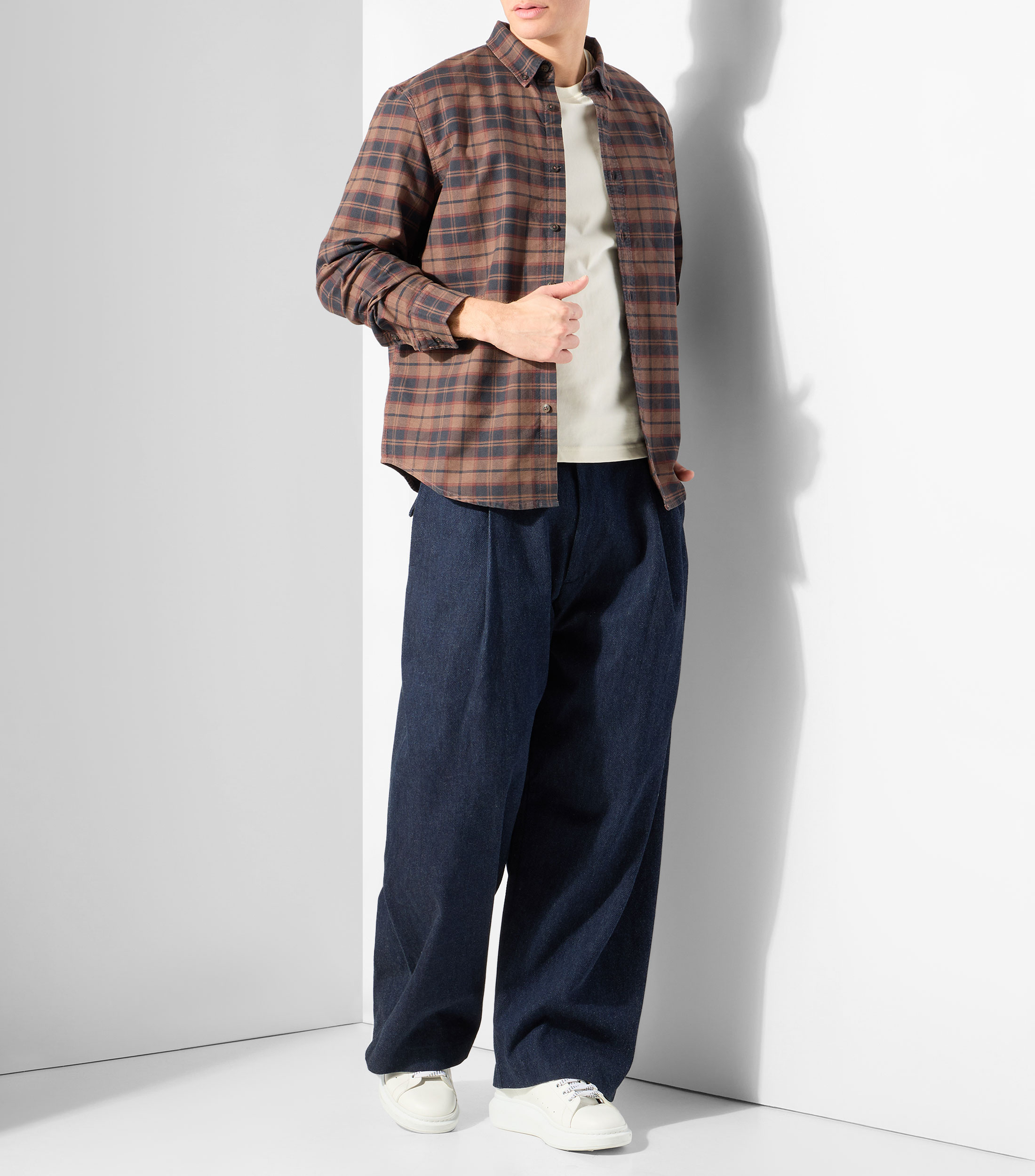 Camisa de cuadros con manga larga Hombre